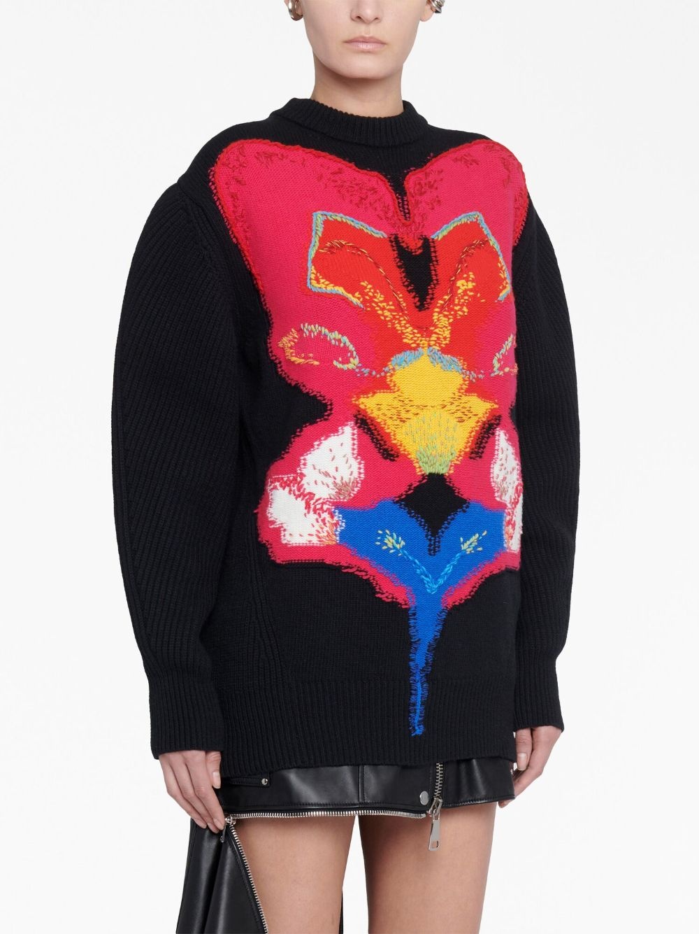 Orchid-intarsia wool jumper - 5
