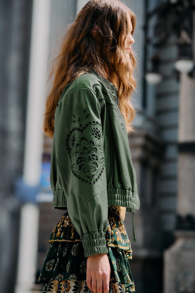 Green Richelieu Heart Leather Jacket 3