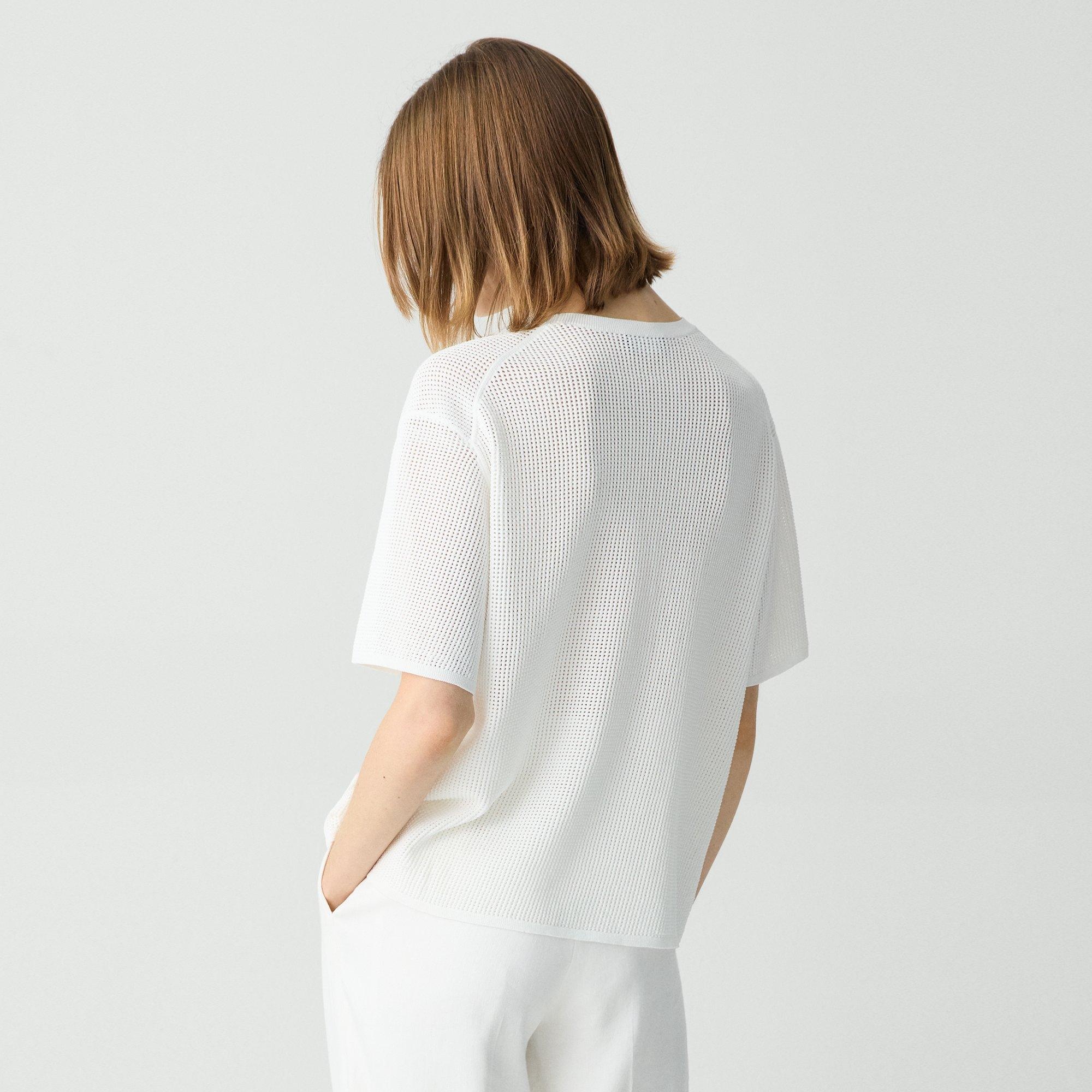 Pointelle Tee in Crepe Knit - 4