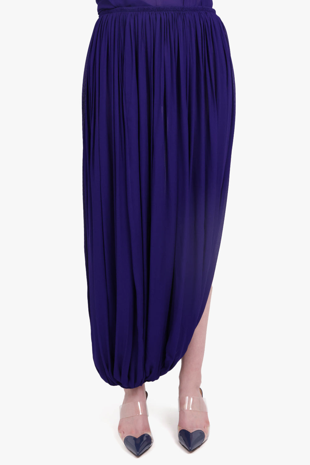 ASYMMETRIC DRAPE PLEAT PANT | PURPLE - 3