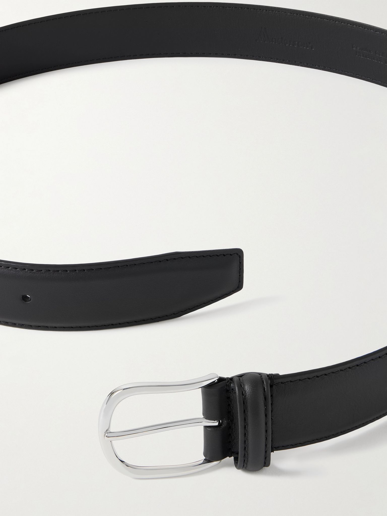 3.5cm Leather Belt Black - 3