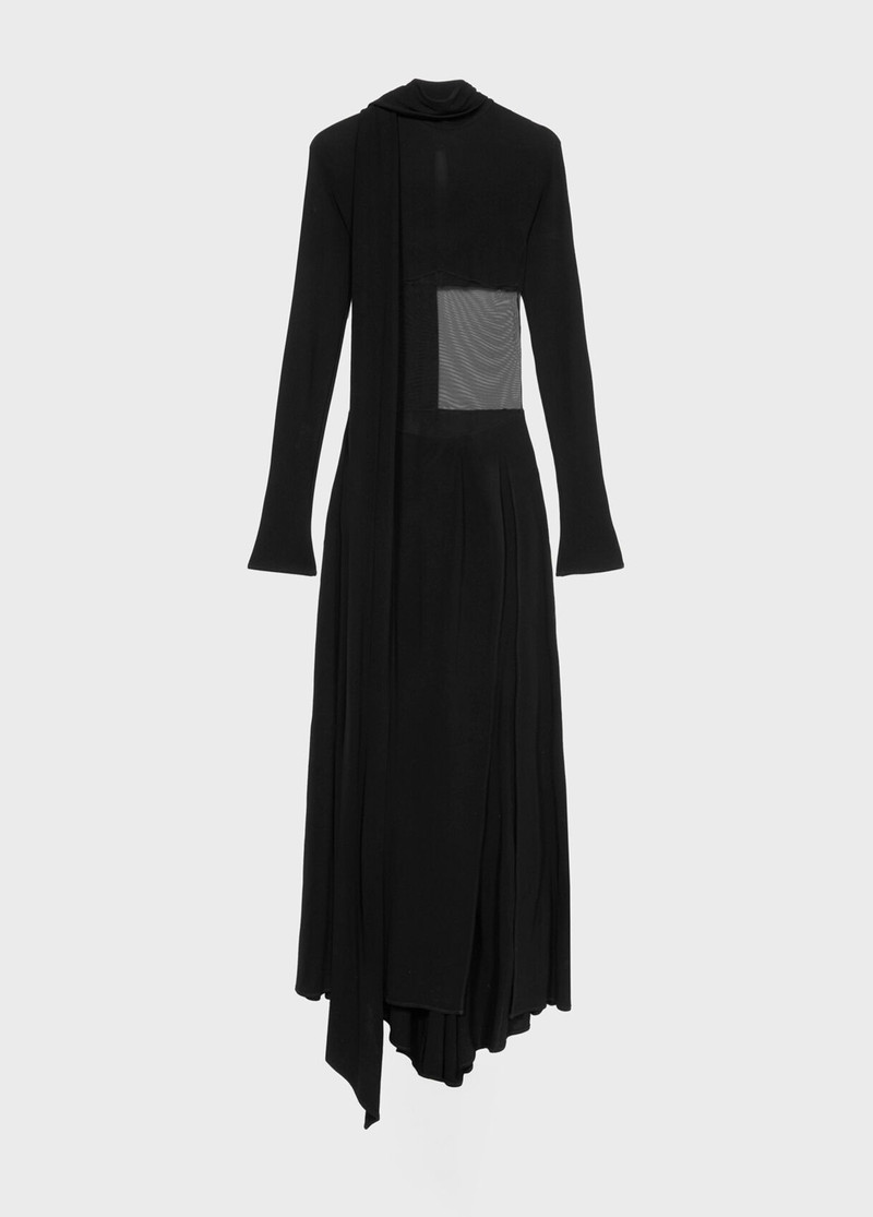 LONG JERSEY DRESS WITH TULLE INSERT 1