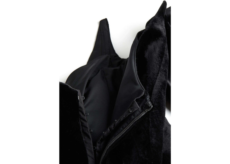 MUGLER Mugler H&M Velvet Peplum Dress Black outlook