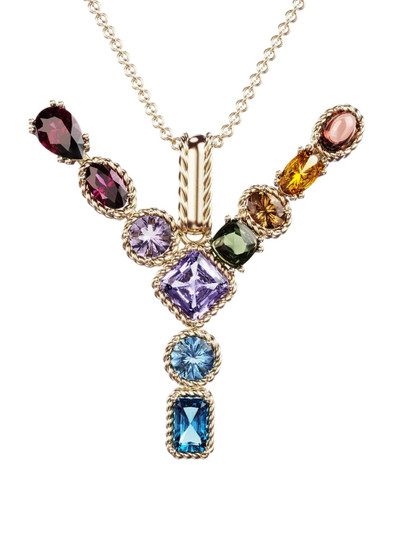 Dolce & Gabbana 18kt yellow gold initial Y gemstone necklace outlook