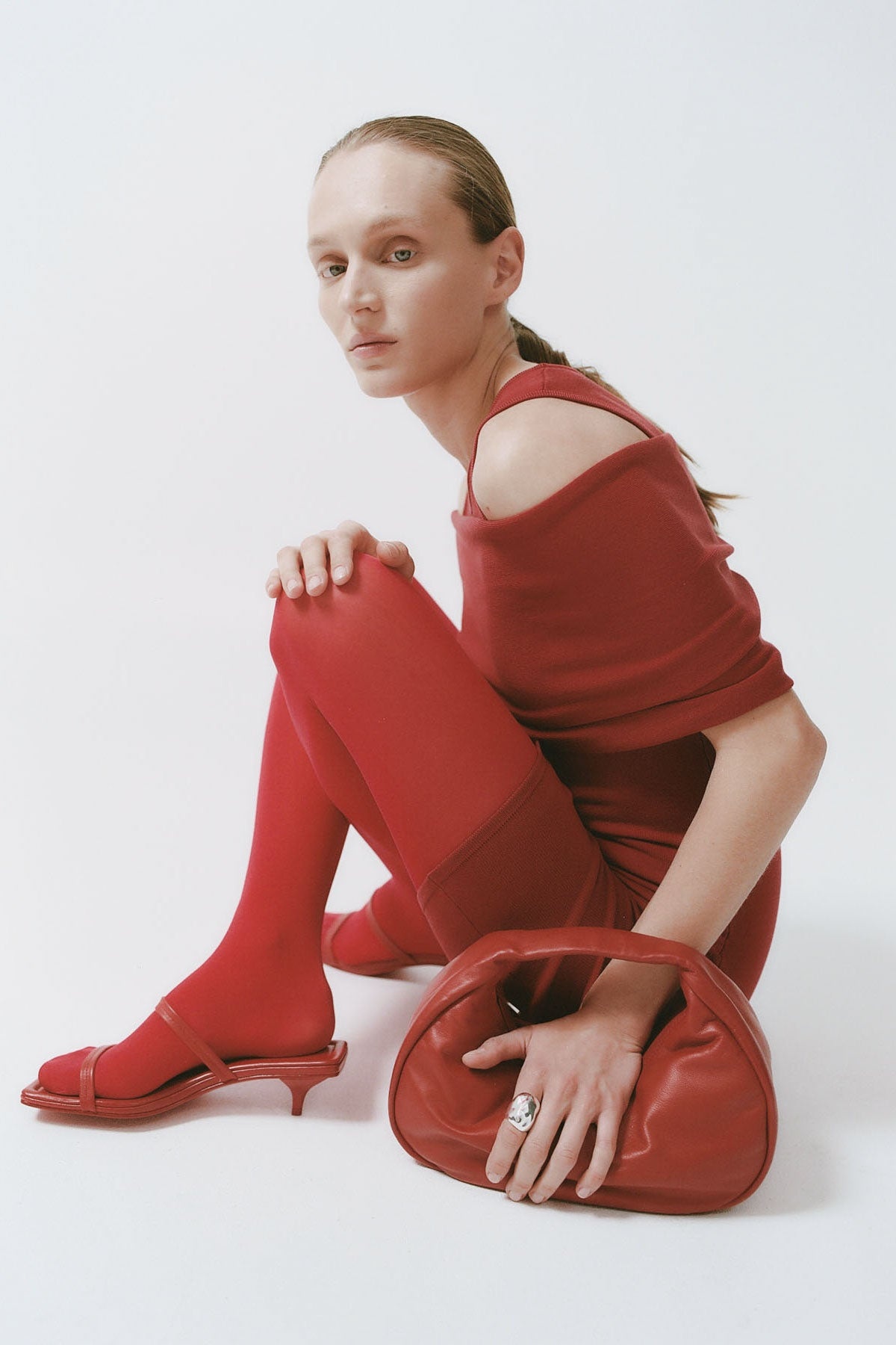 Fine Strap Kitten Heel - Rosso - 7