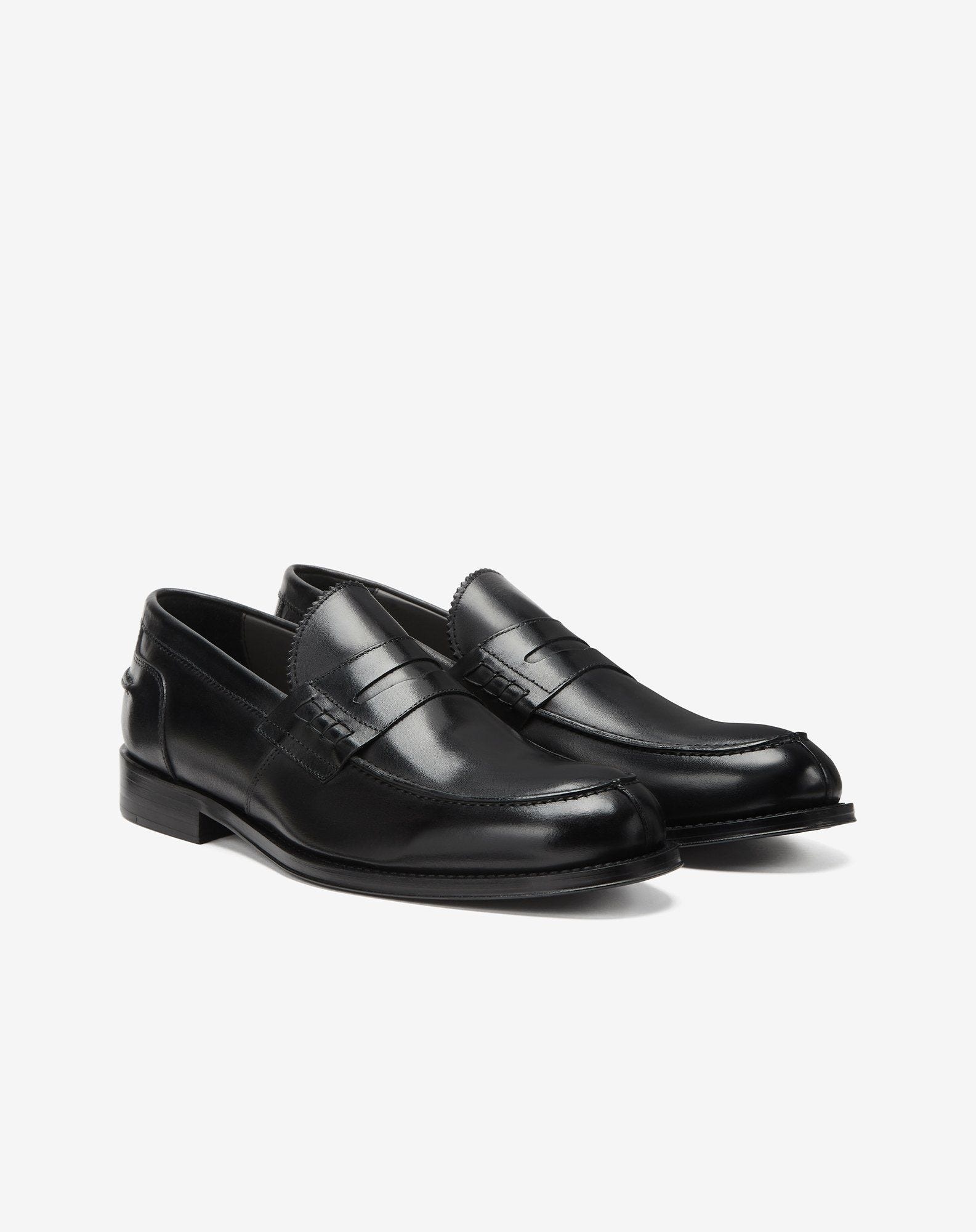 Black antiqued leather penny loafer - 2