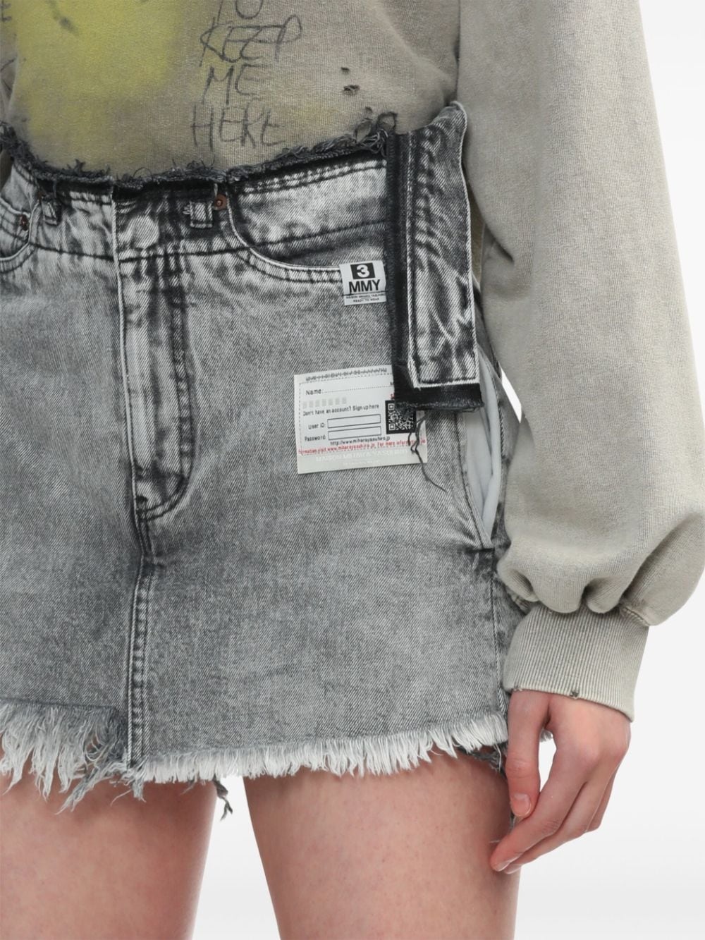 high-rise denim mini skort - 5