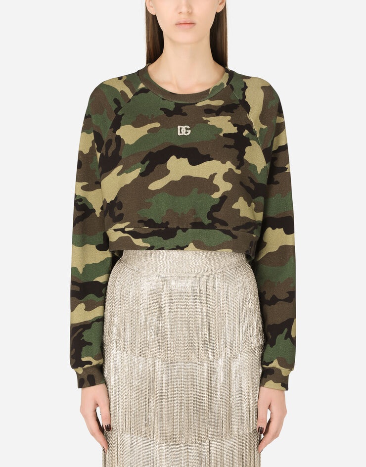 Camouflage-print jersey sweatshirt - 1