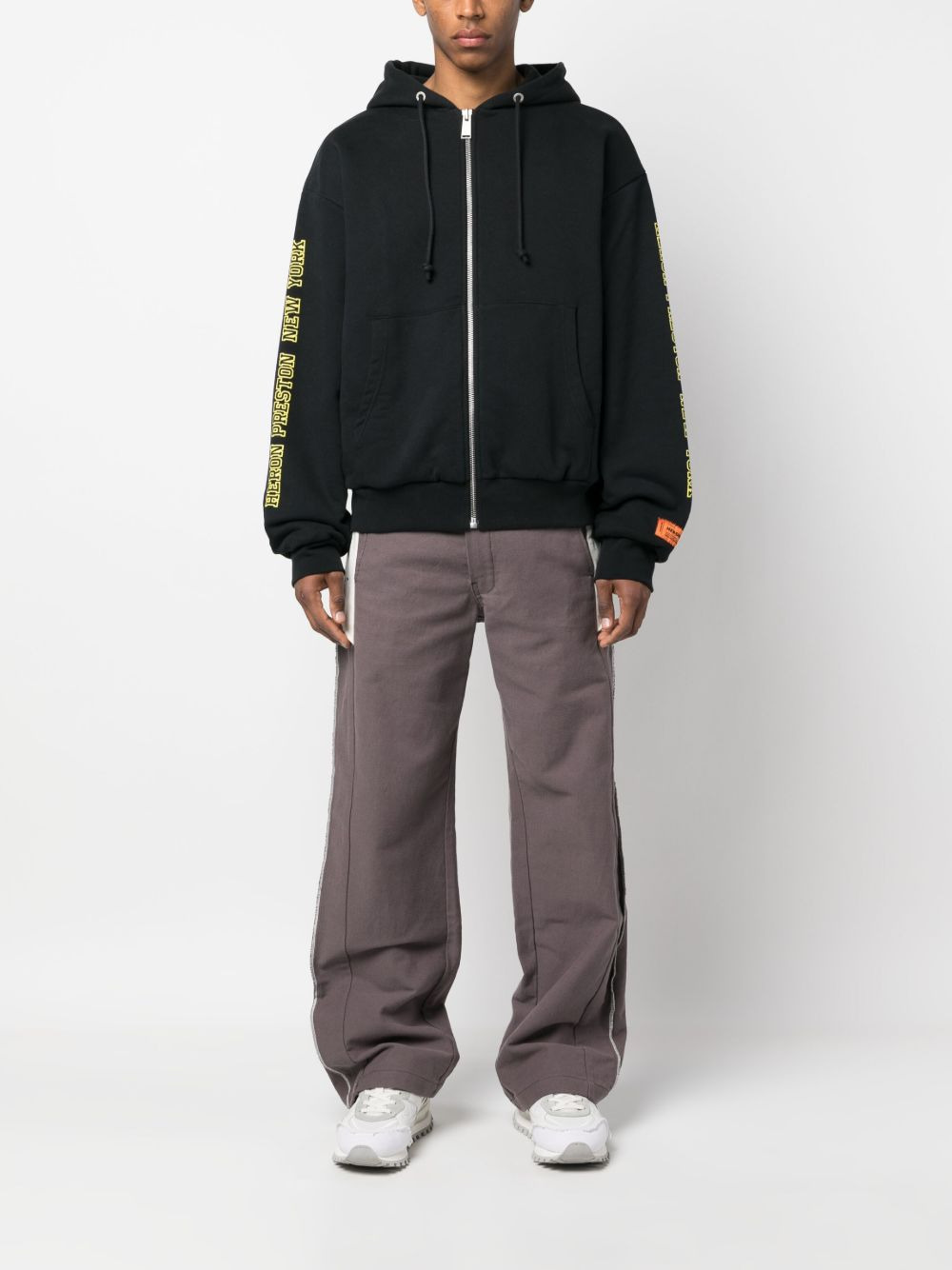 zip-up logo-print hoodie - 3