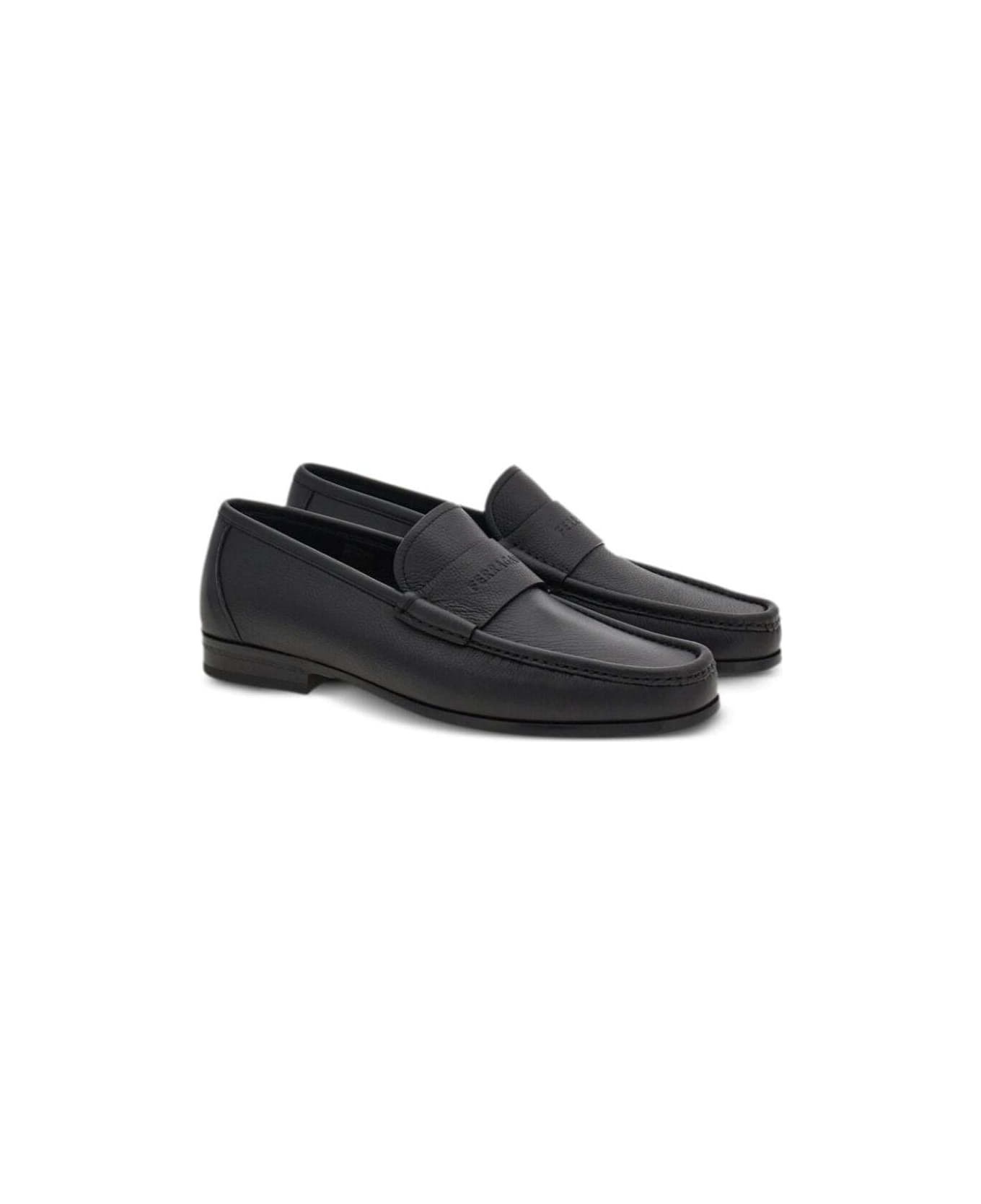 Black Loafer With Logo In Leather Man - 2