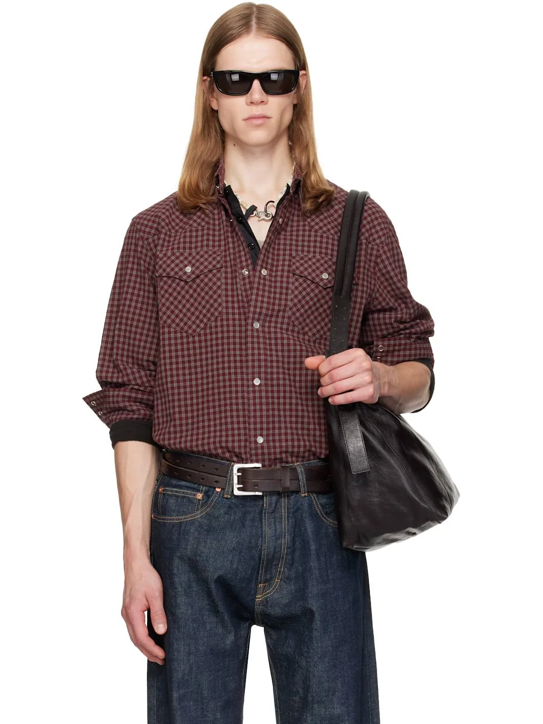 Red Check Western Shirt - 1