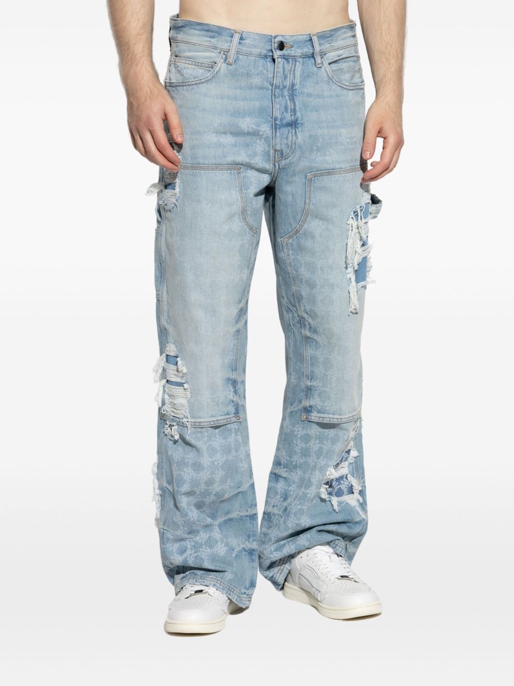 distressed patchwork jeans - 3
