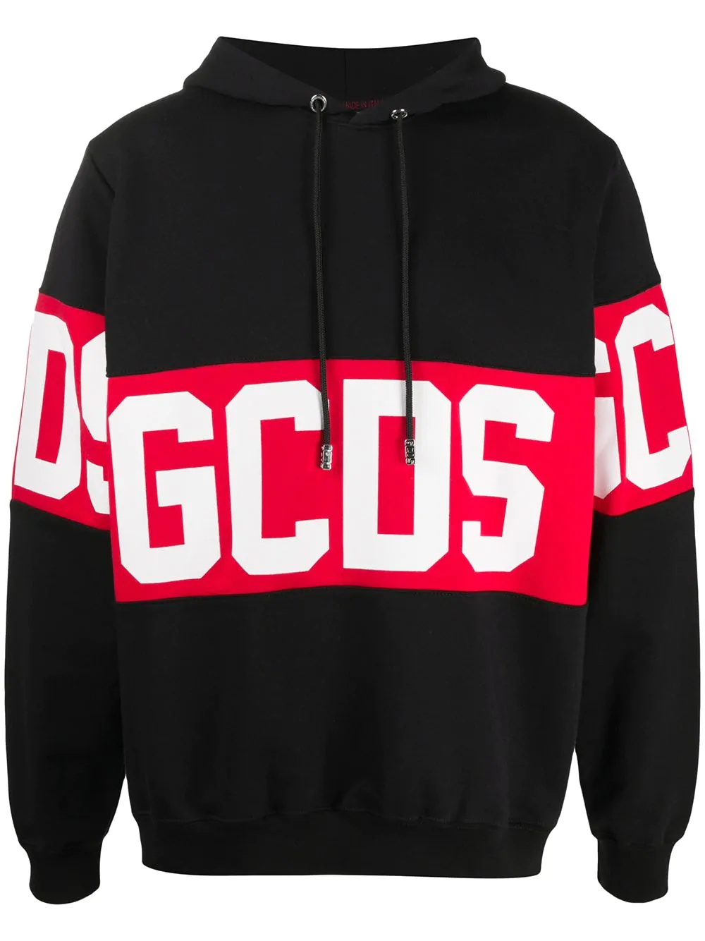 logo print drawstring hoodie - 1