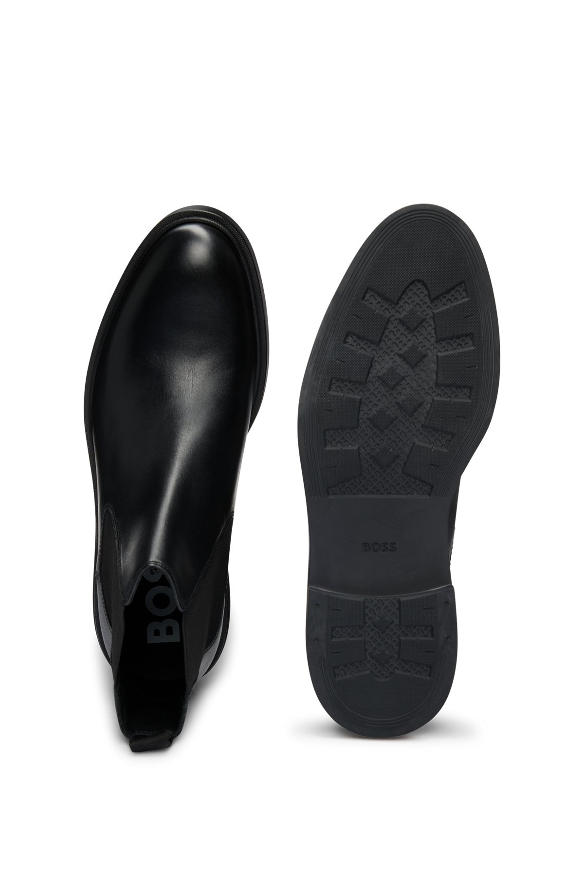 LEATHER CHELSEA BOOTS WITH SIGNATURE-STRIPE DETAIL - 4