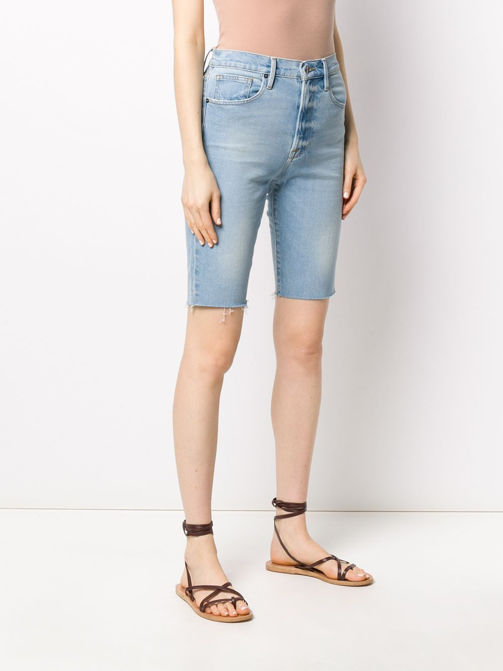 faded denim shorts - 3
