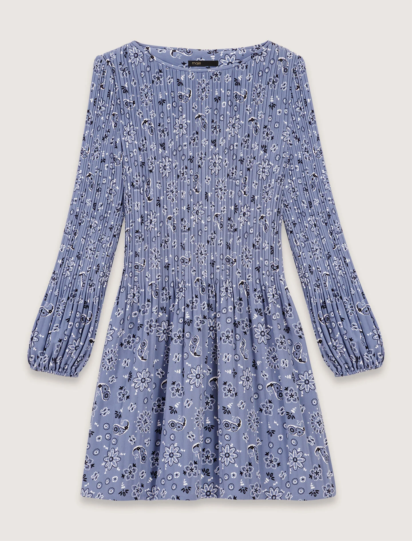 Patterned pleated mini dress - 1