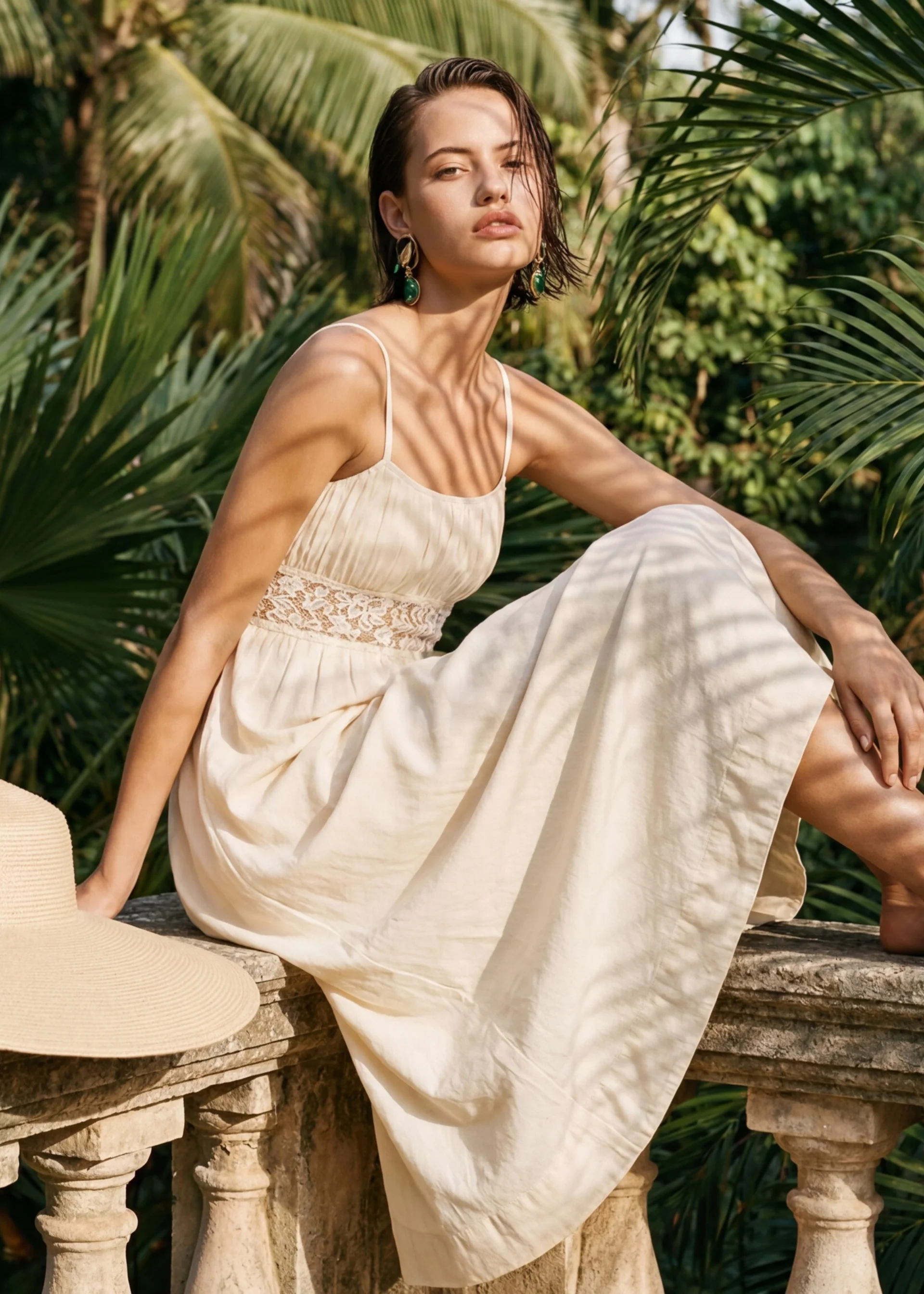 OCTAVIA COTTON DRESS BONE - 1