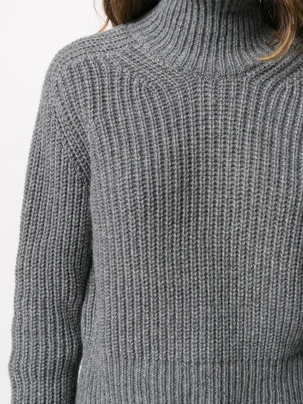 funnel neck ribbed jumper - 5