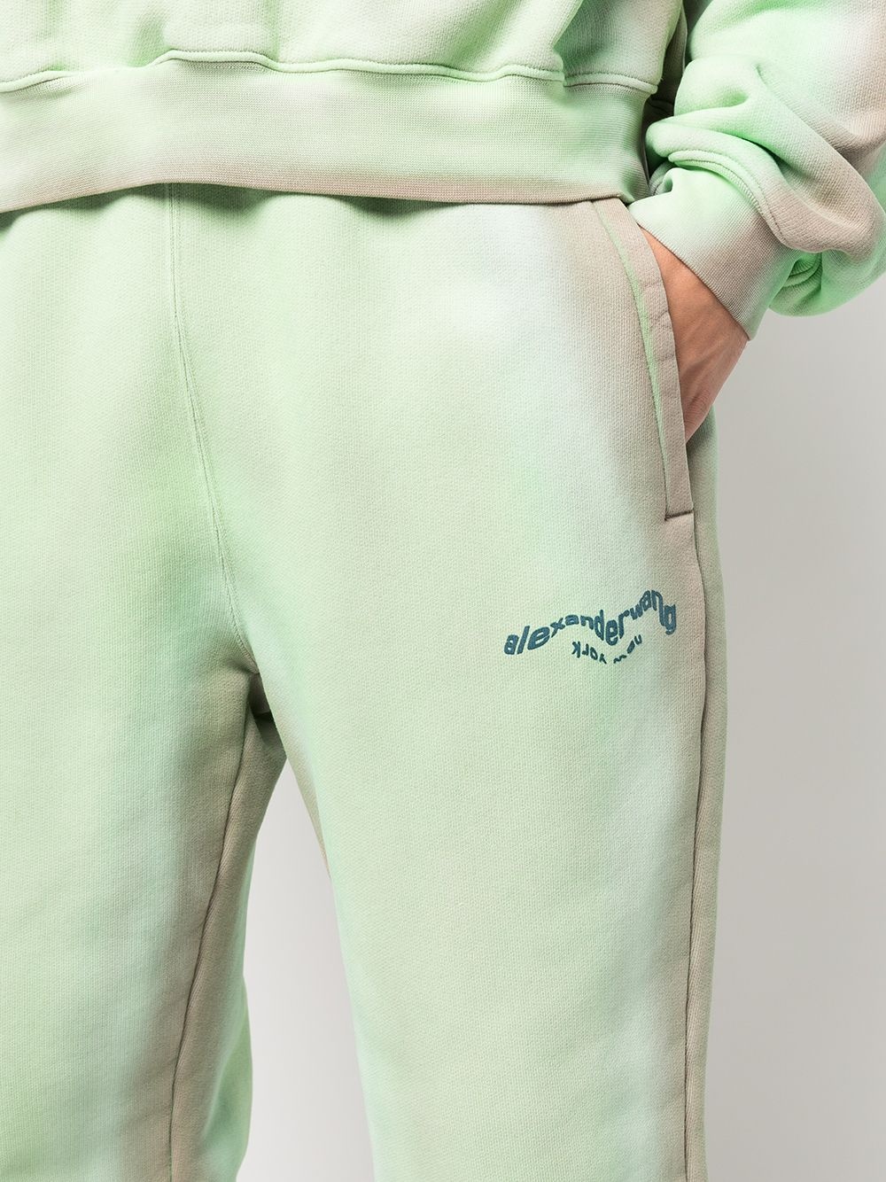 acid-wash drawstring track pants - 6