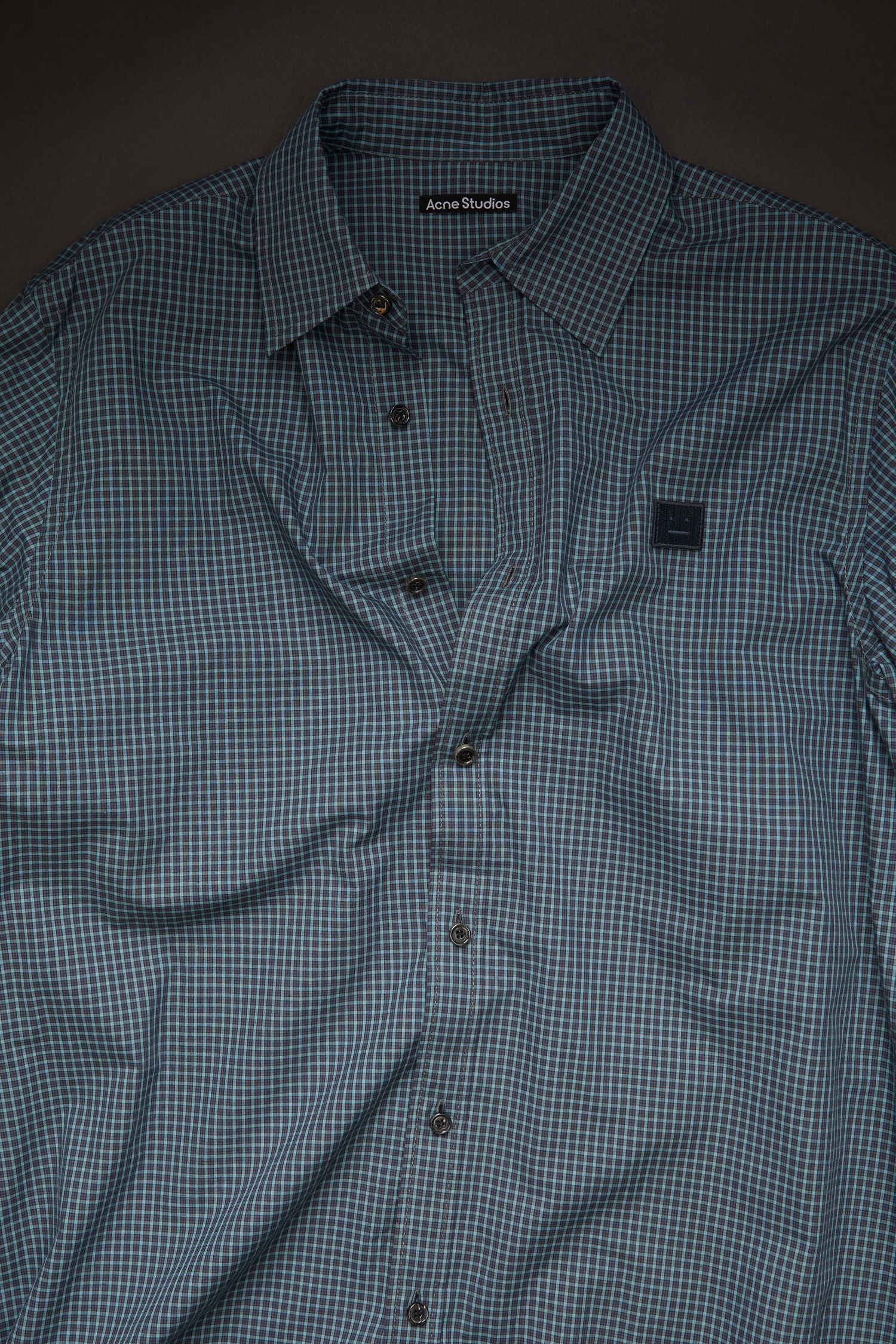 Face patch checked shirt navy blue - 6