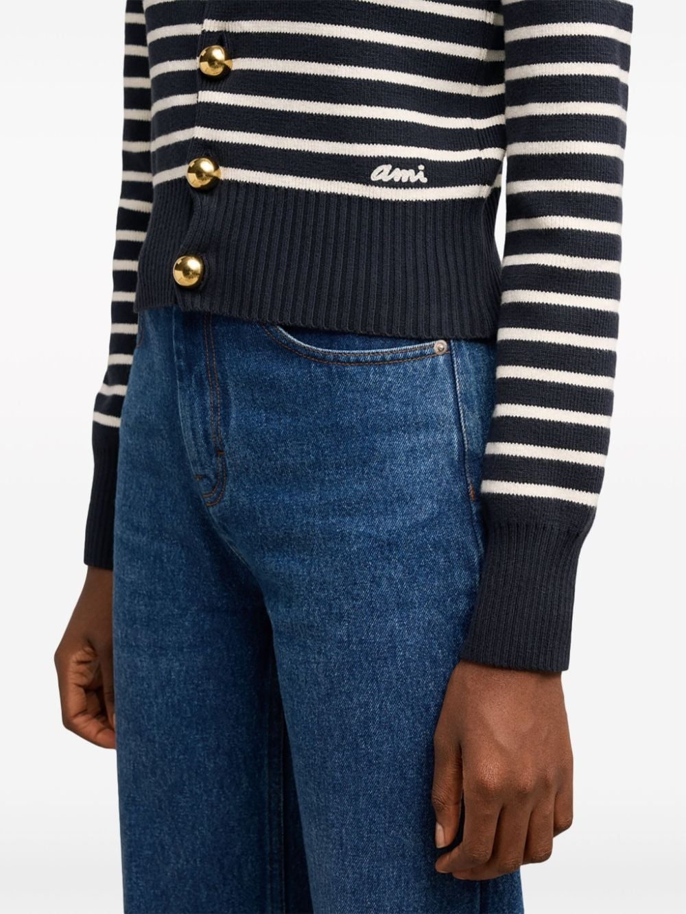 stripe-pattern cotton-blend cardigan - 6