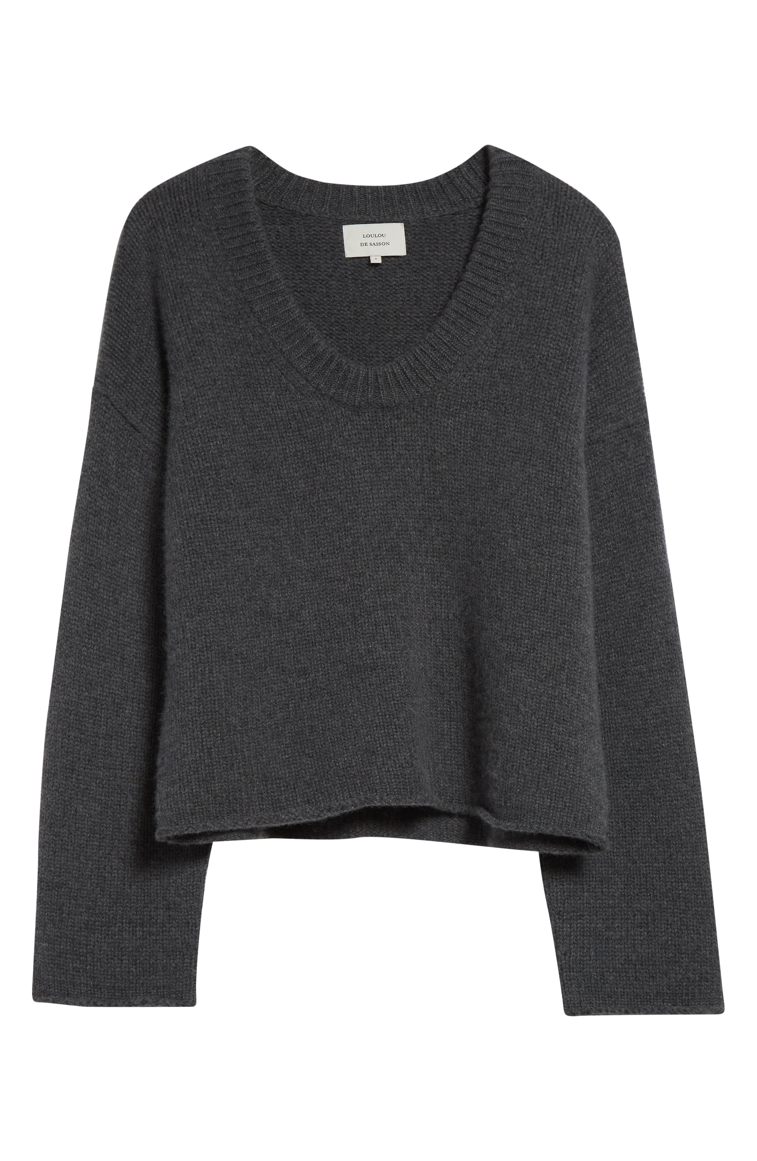 LOULOU DE SAISON Derry Cashmere U-Neck Sweater in Anthracite Melange at Nordstrom - 5