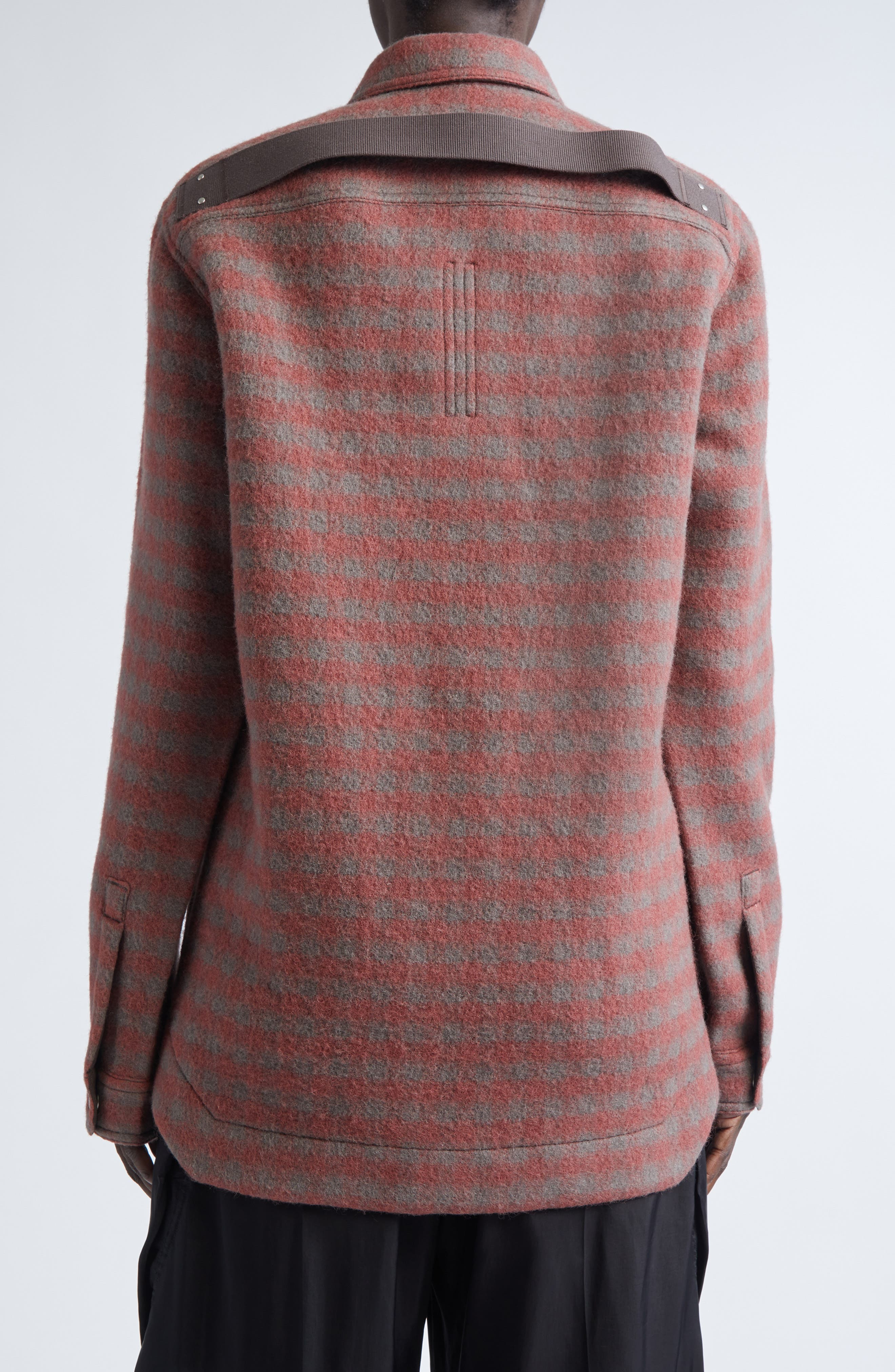 Rick Owens Check Virgin Wool Overshirt in Rosewood Plaid at Nordstrom - 3