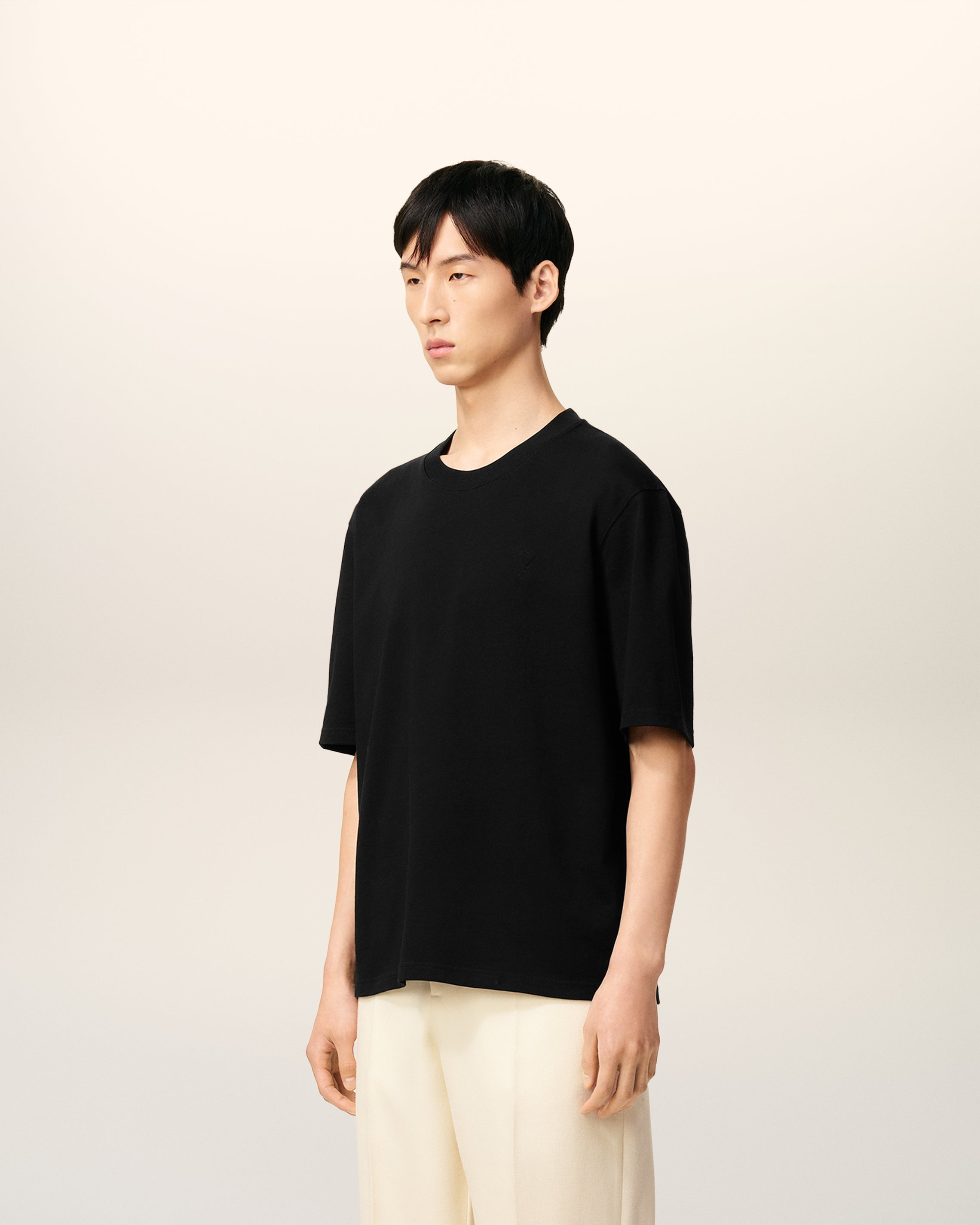 BLACK COTTON AMI DE COEUR T-SHIRT - 6
