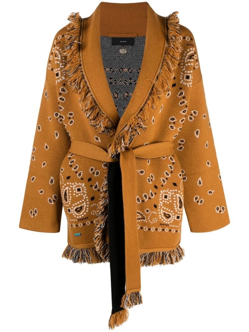 Icon bandana-jacquard belted cardigan - 1