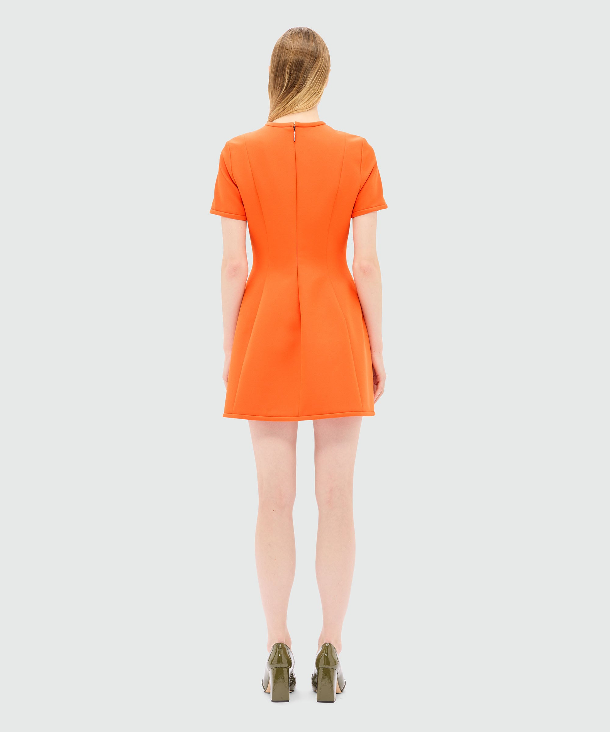 Orange cady minidress with bow detail - 3