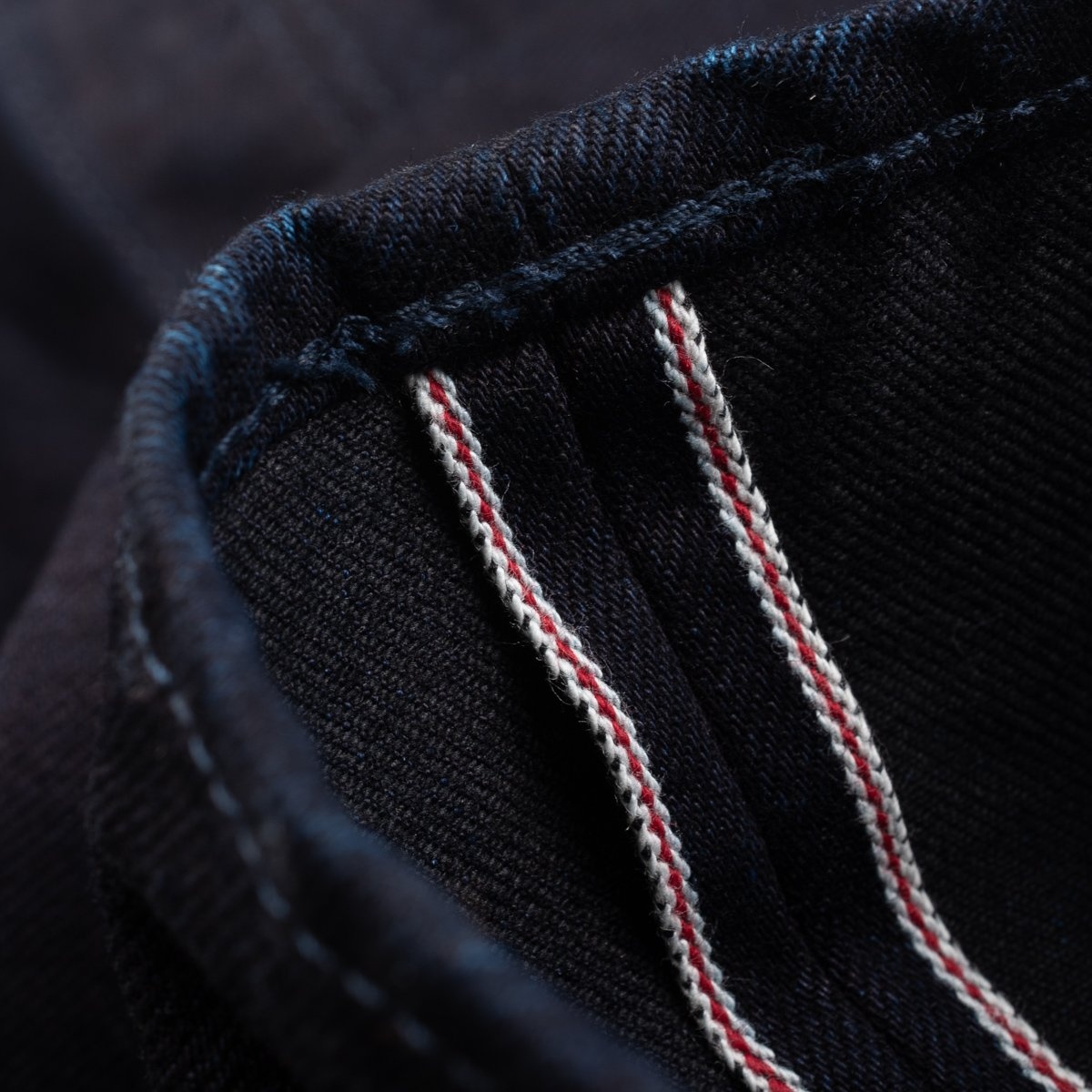 IH-666S-142ib 14oz Selvedge Denim Slim Straight Cut Jeans - Indigo/Black - 12