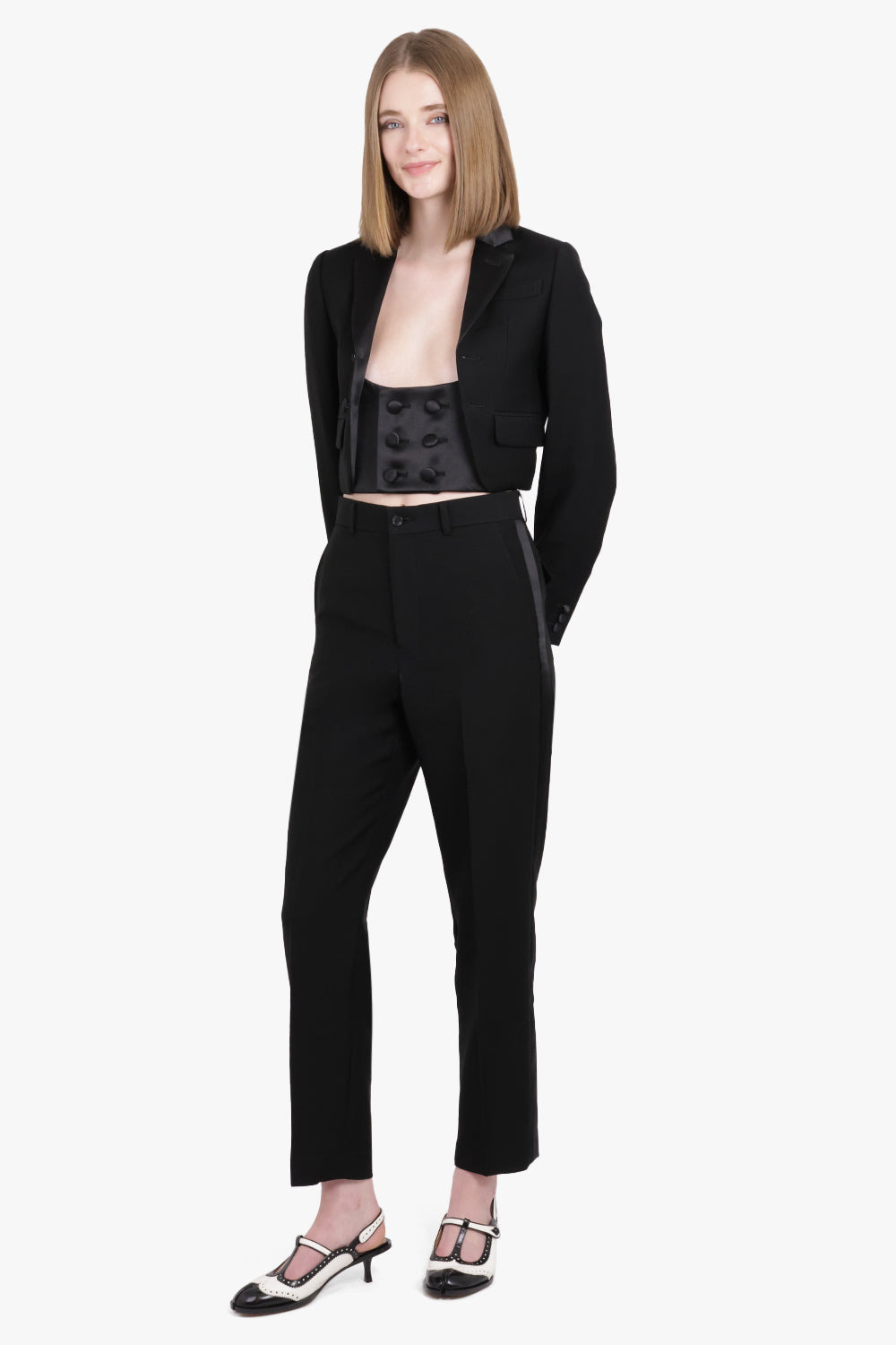 SINGLE BREASTED CROPPED JACKET | BLACK - 3