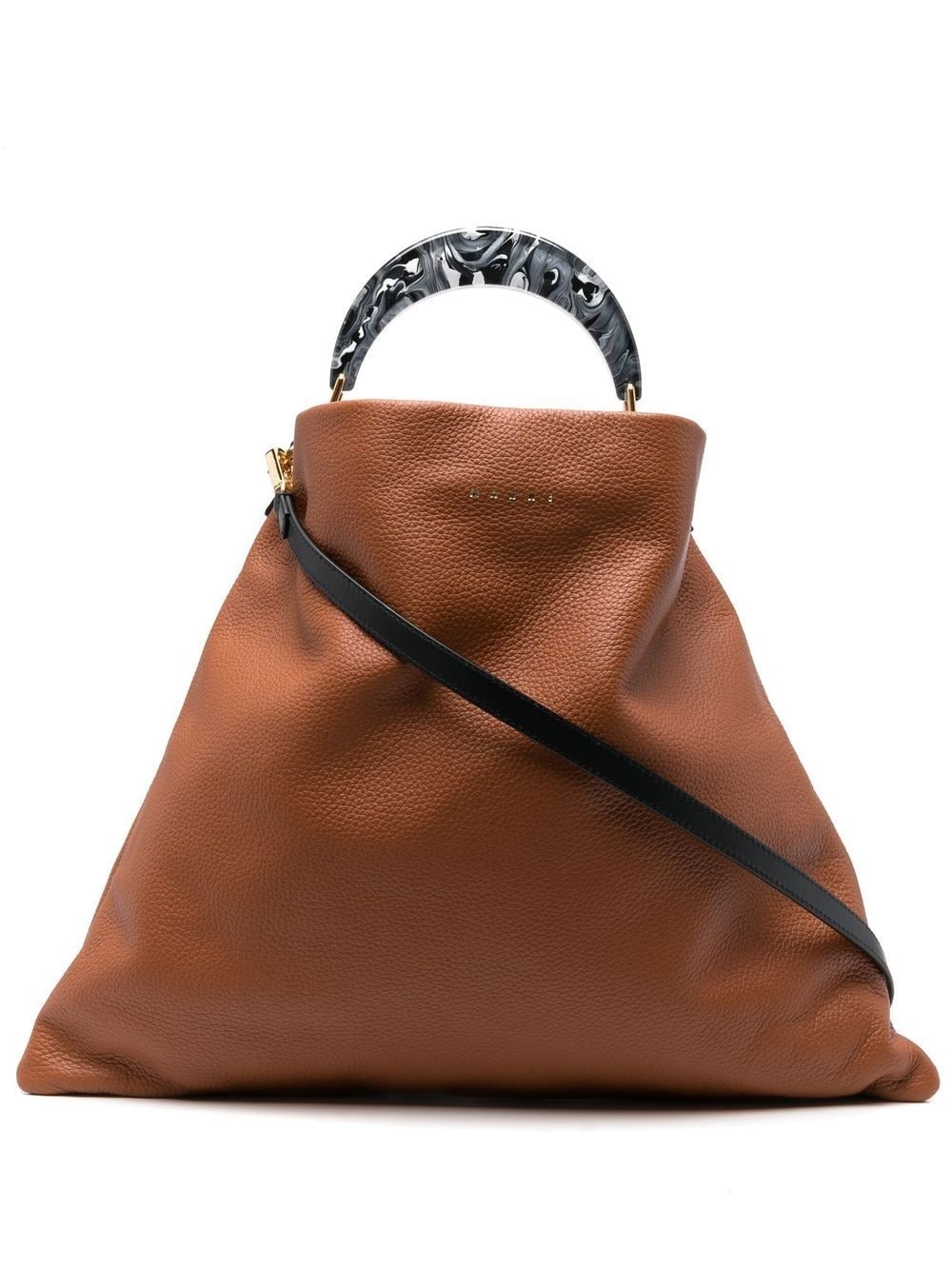 grained leather tote bag - 1