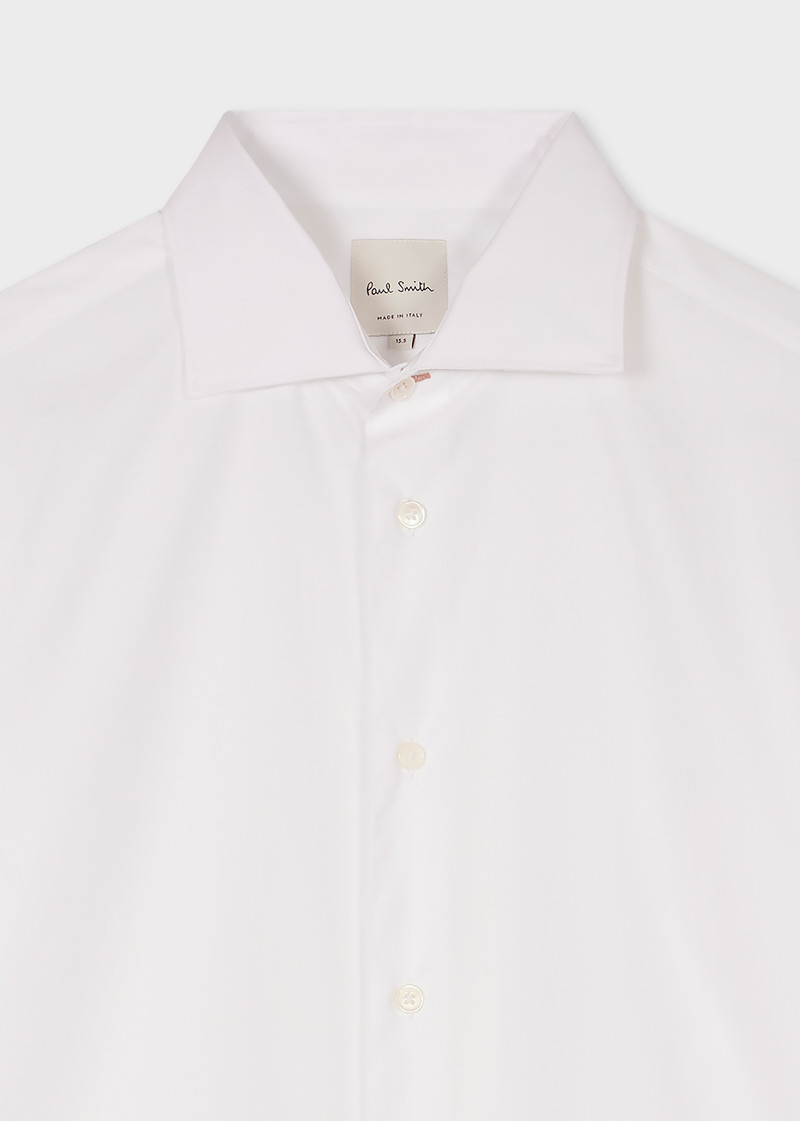 Slim-Fit White Cotton Cutaway Collar Shirt 3