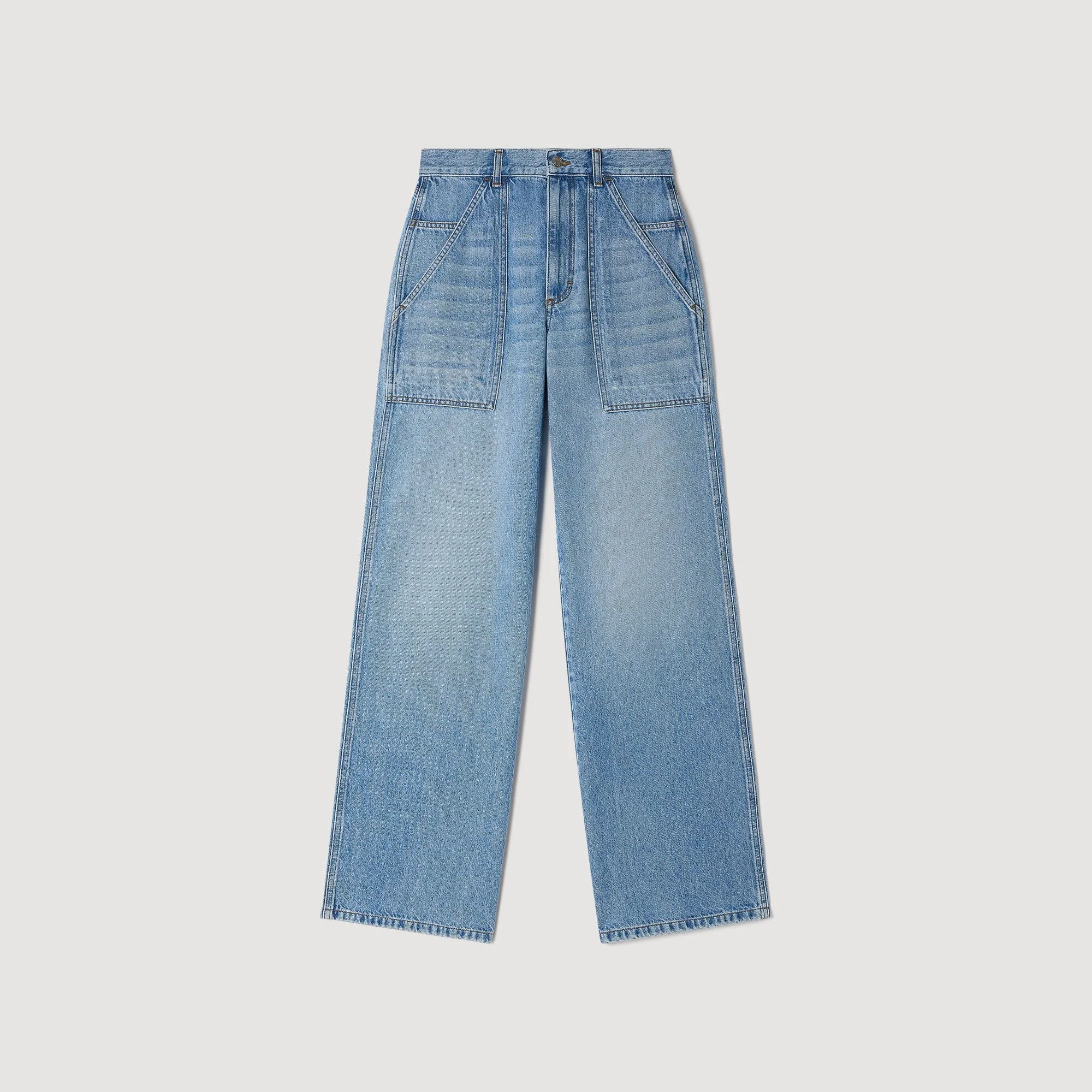 FADED WIDE STRAIGHT-LEG JEANS - 1
