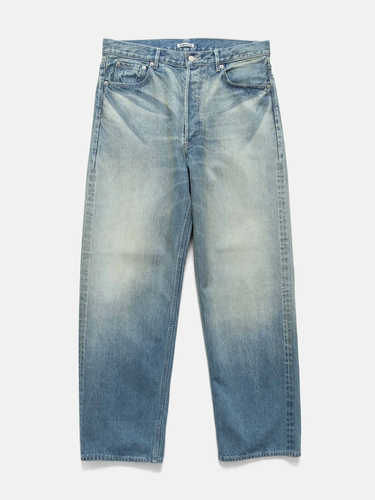 Selvedge Faded Heavy Denim Wide Pants Faded Indigo - 1