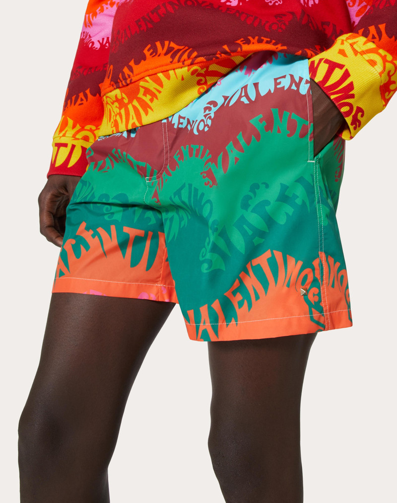 VALENTINO WAVES MULTICOLOR PRINT NYLON SWIMSUIT 5