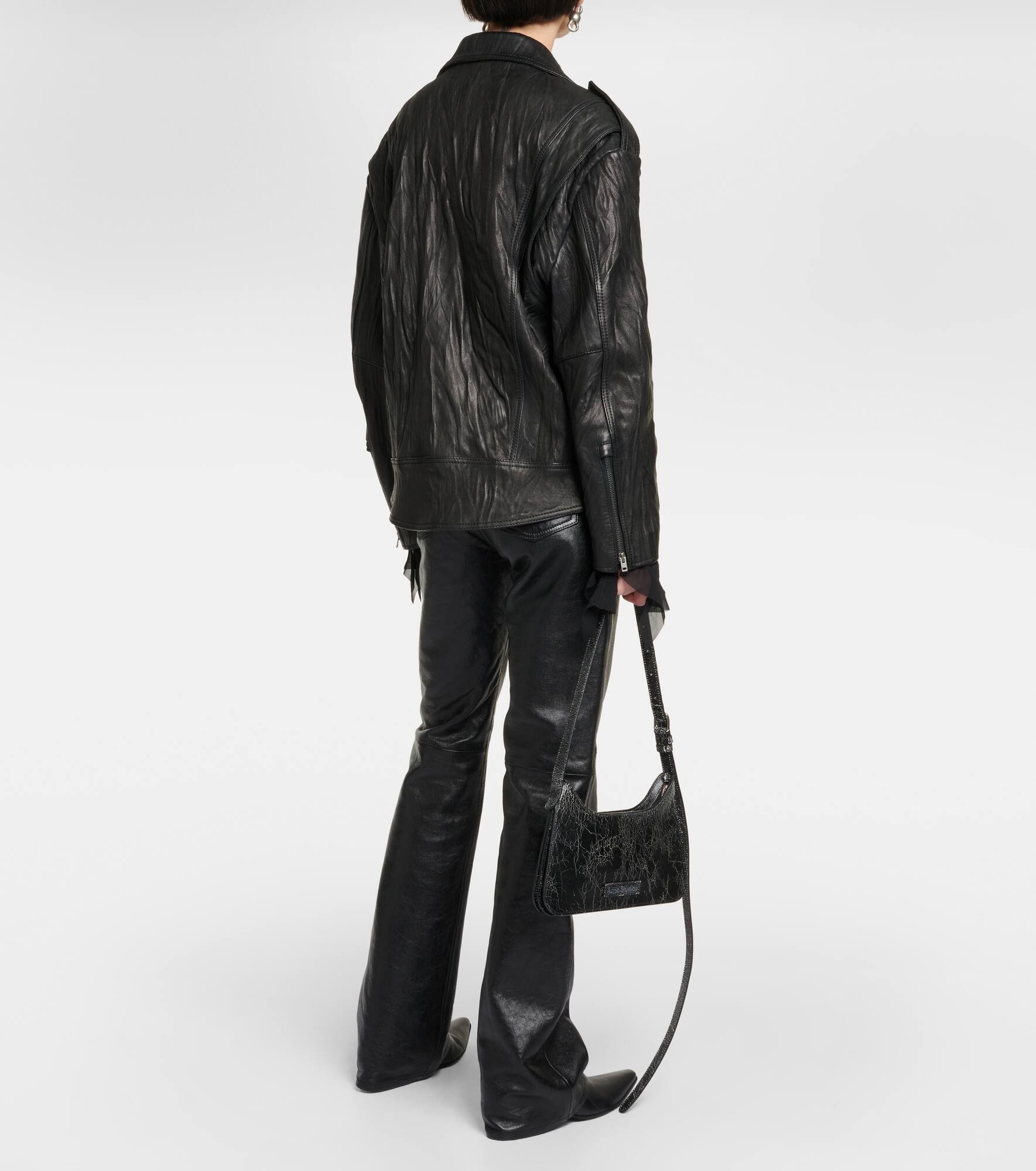 Linor oversized belted leather jacket - 3