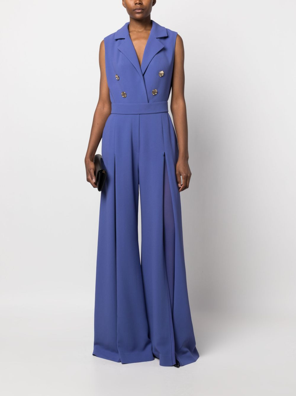 peak-lapel wide-leg jumpsuit - 2