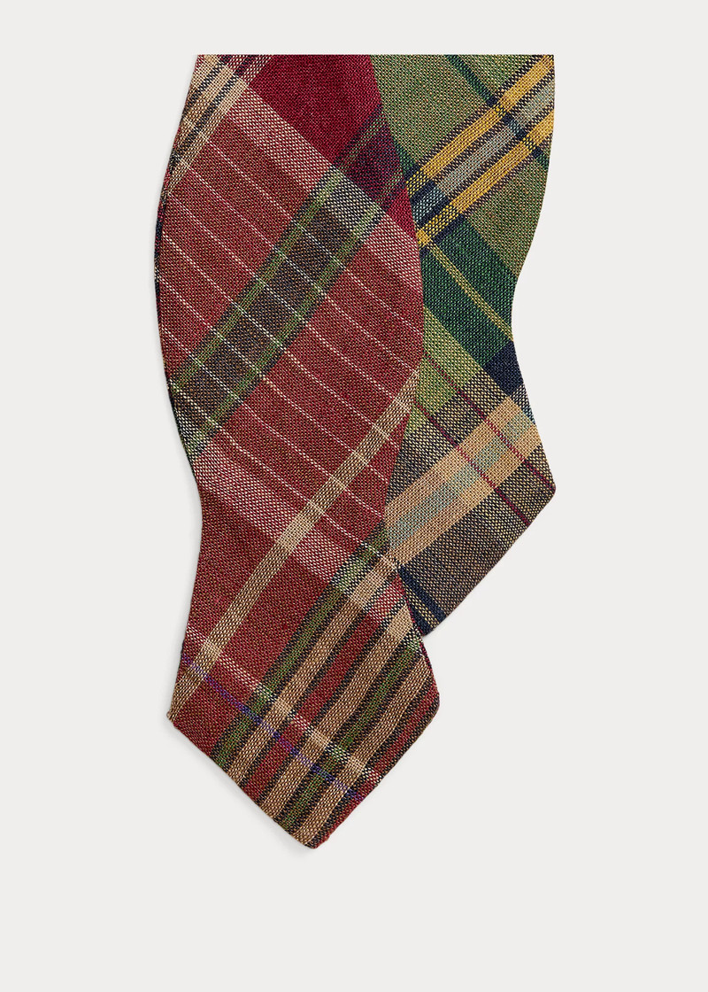Plaid Linen Bow Tie 1