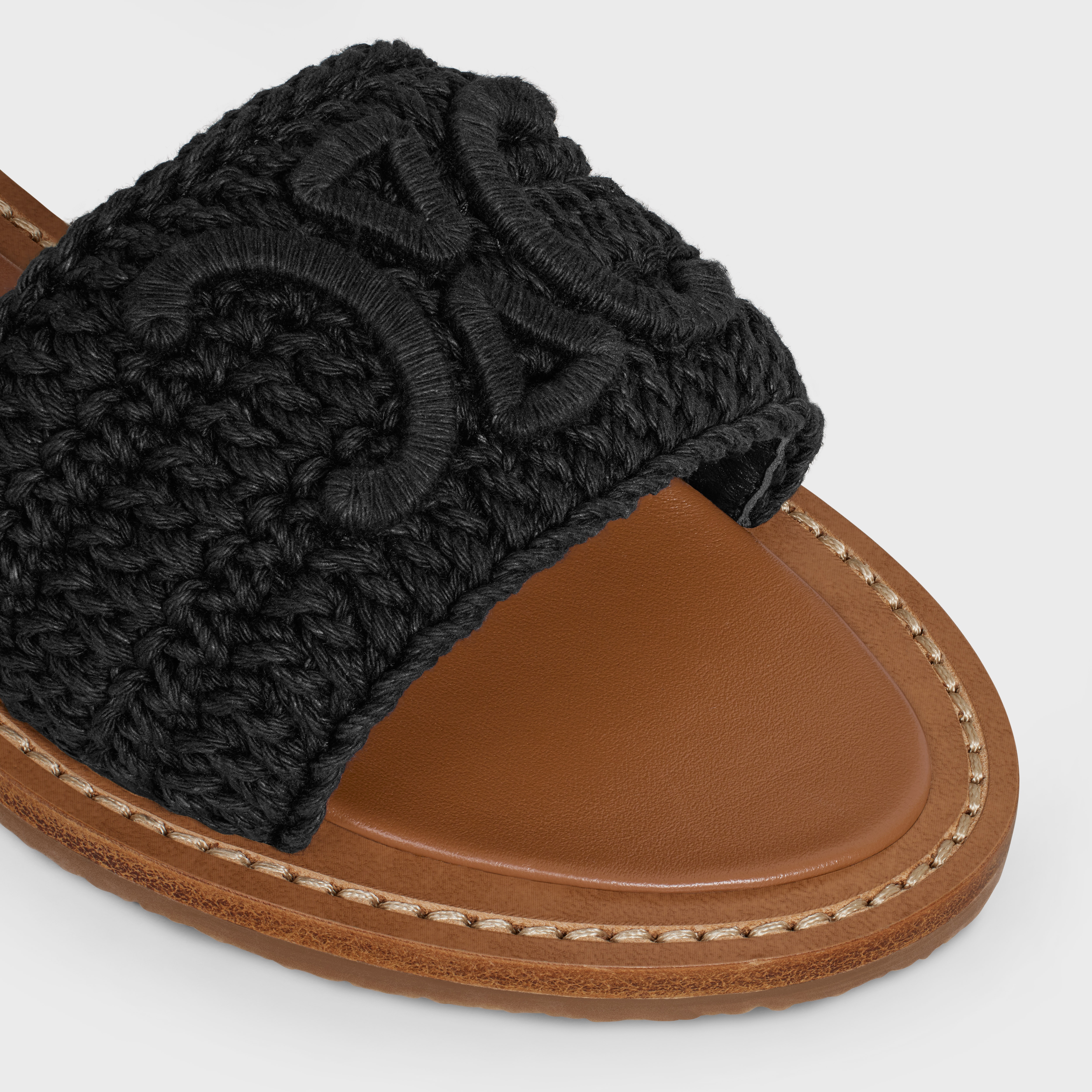 CELINE LYMPIA SANDAL in TRIOMPHE MACCRAMÉ COTTON & CALFSKIN - 4