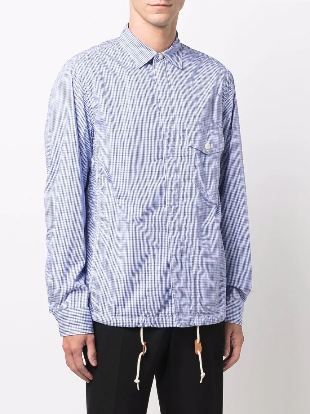 check-print button-up shirt - 3