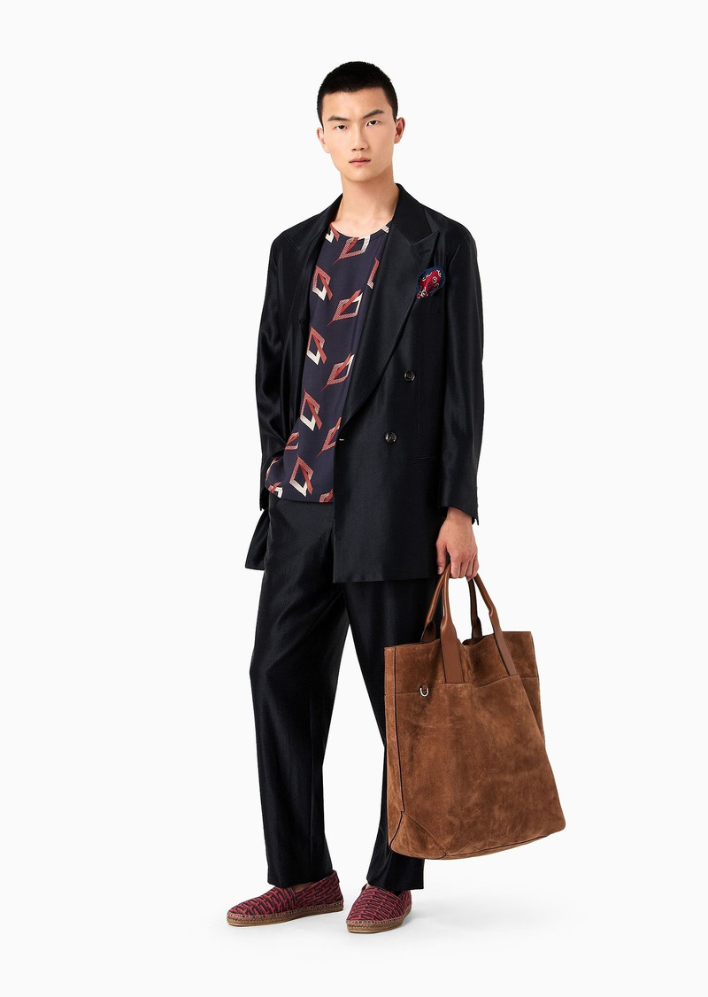 GIORGIO ARMANI Double-breasted suit in wool and silk satin outlook