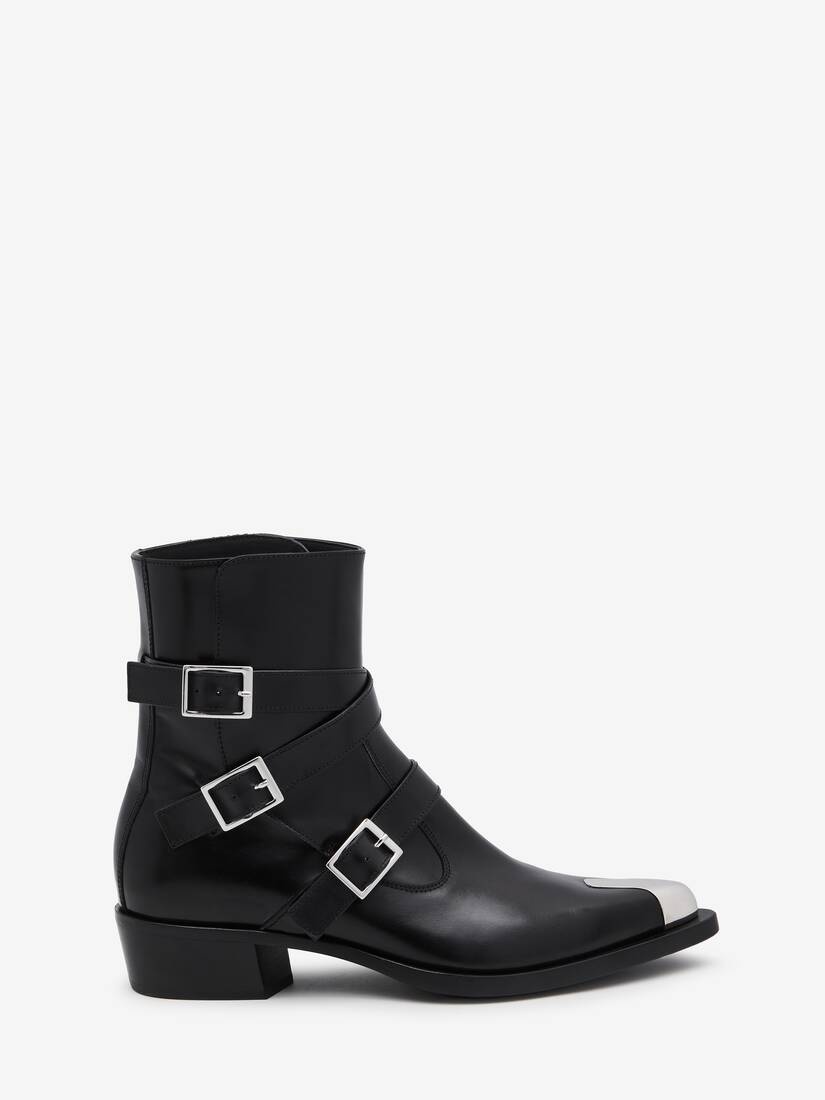 Men's Punk Triple Strap Boot in Black - 1