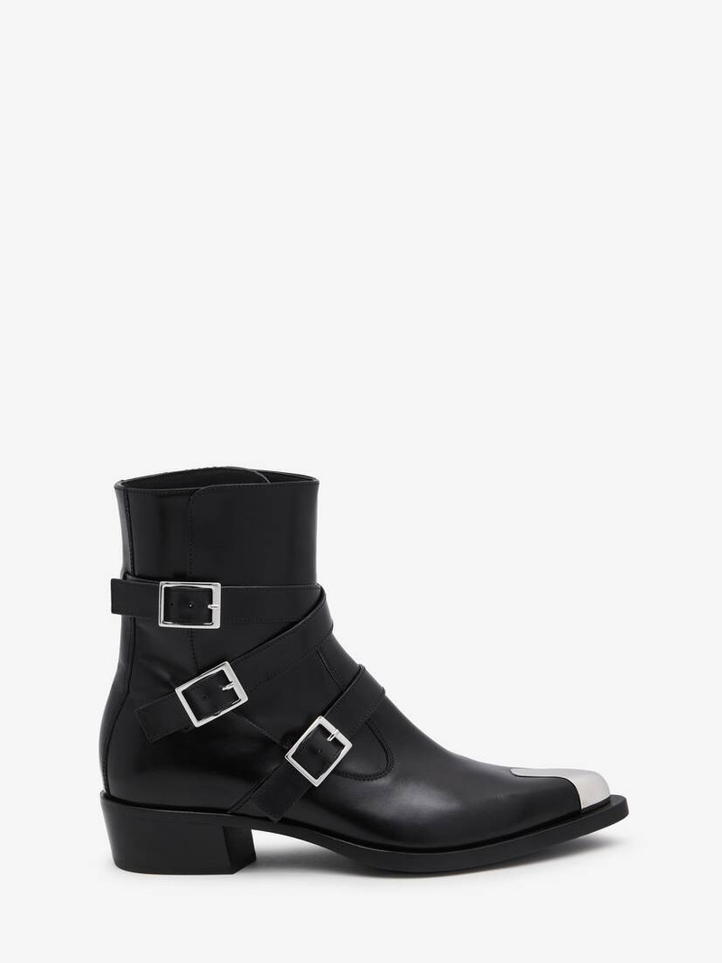 Men's Punk Triple Strap Boot in Black 1