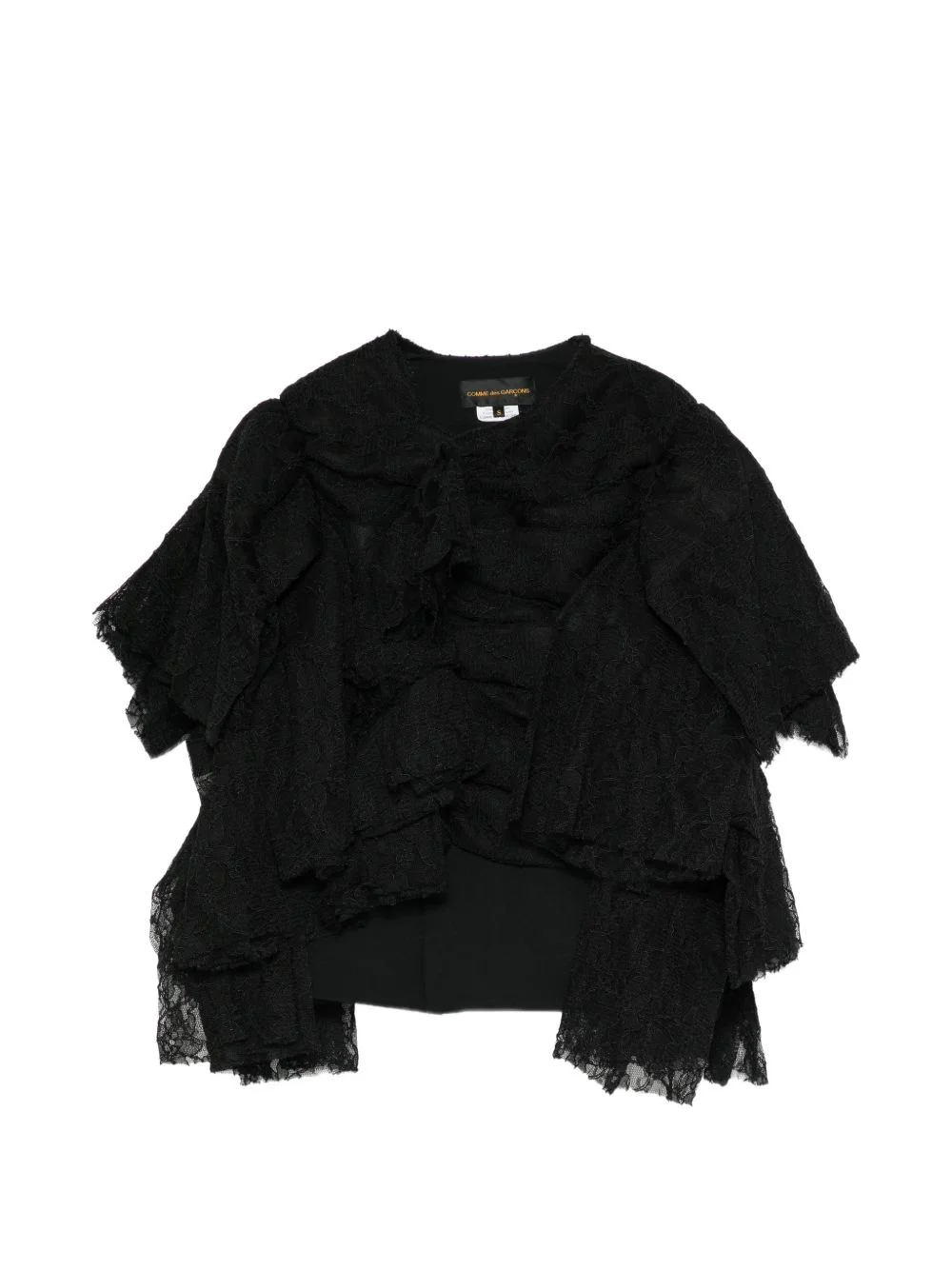ruffled lace-panel jacket - 1