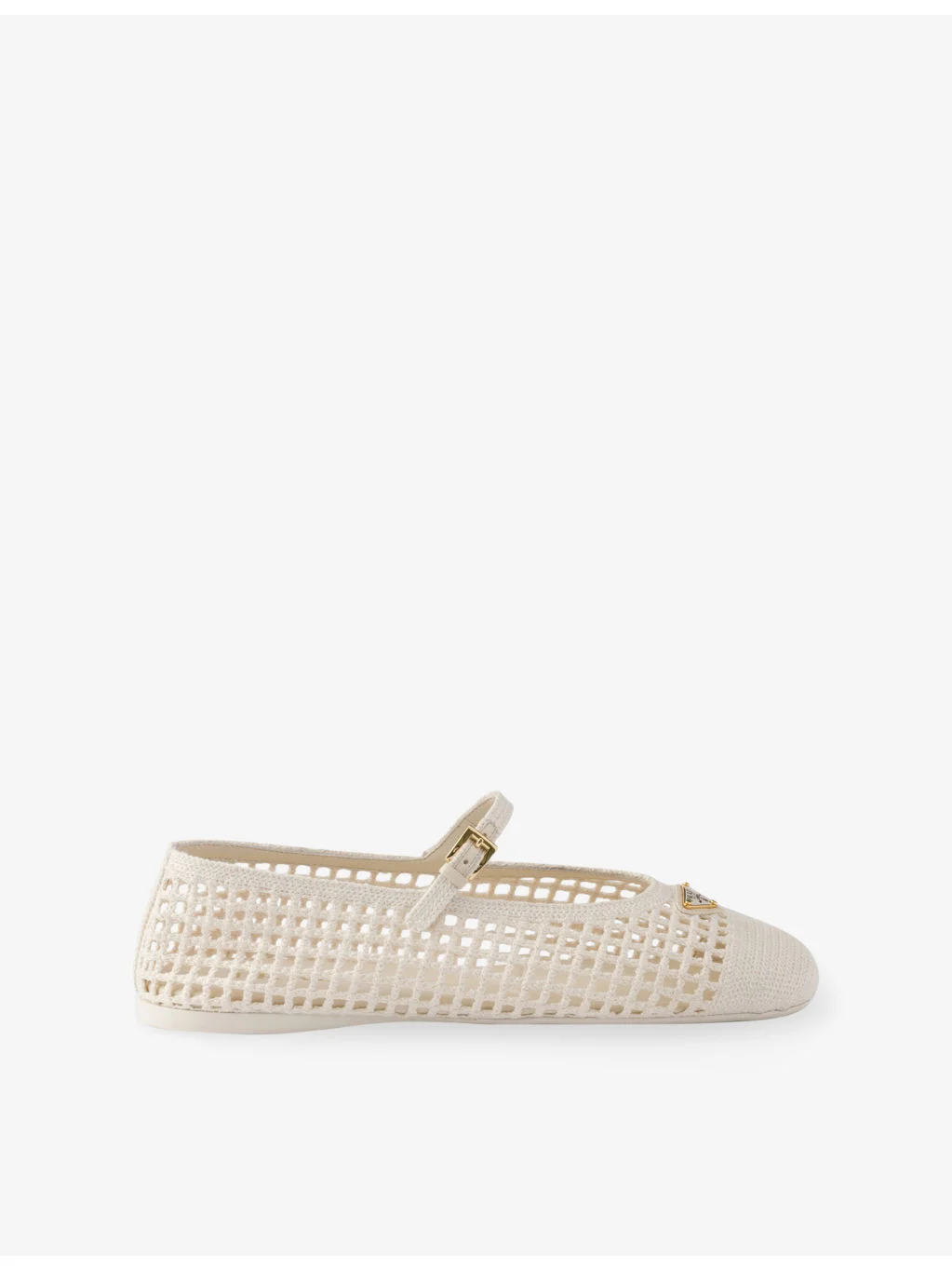 Triangle-Logo Crochet Ballerina Flats - 1