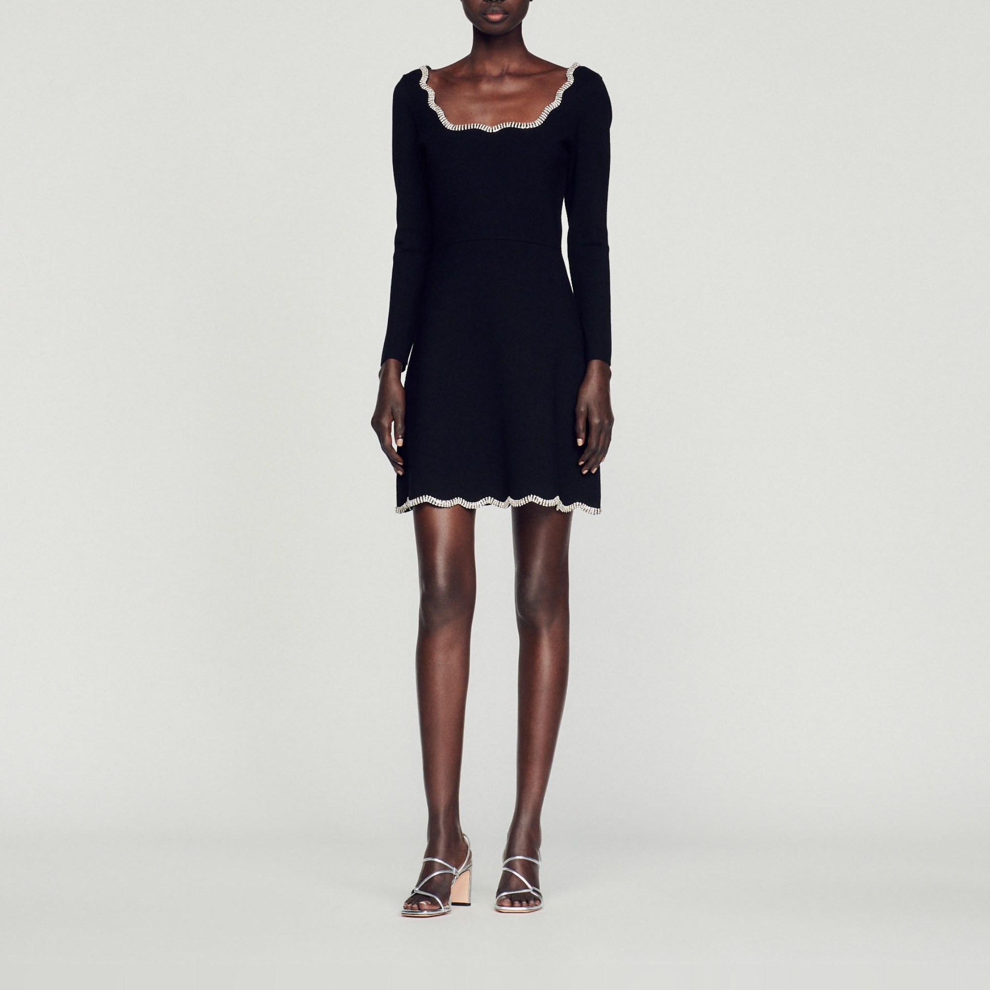 Short knit crystal-embellished dress - 3