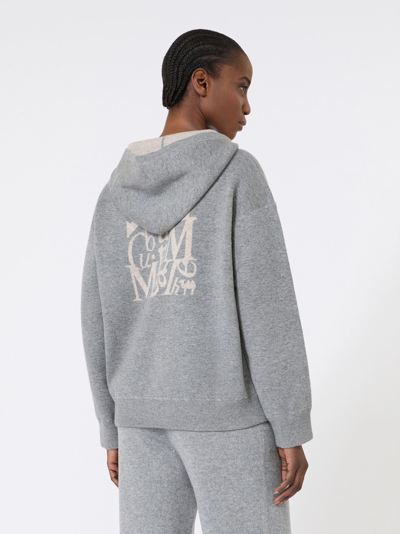 QUIETE Wool and cashmere hooded cardigan - MEDIUM GREY 4