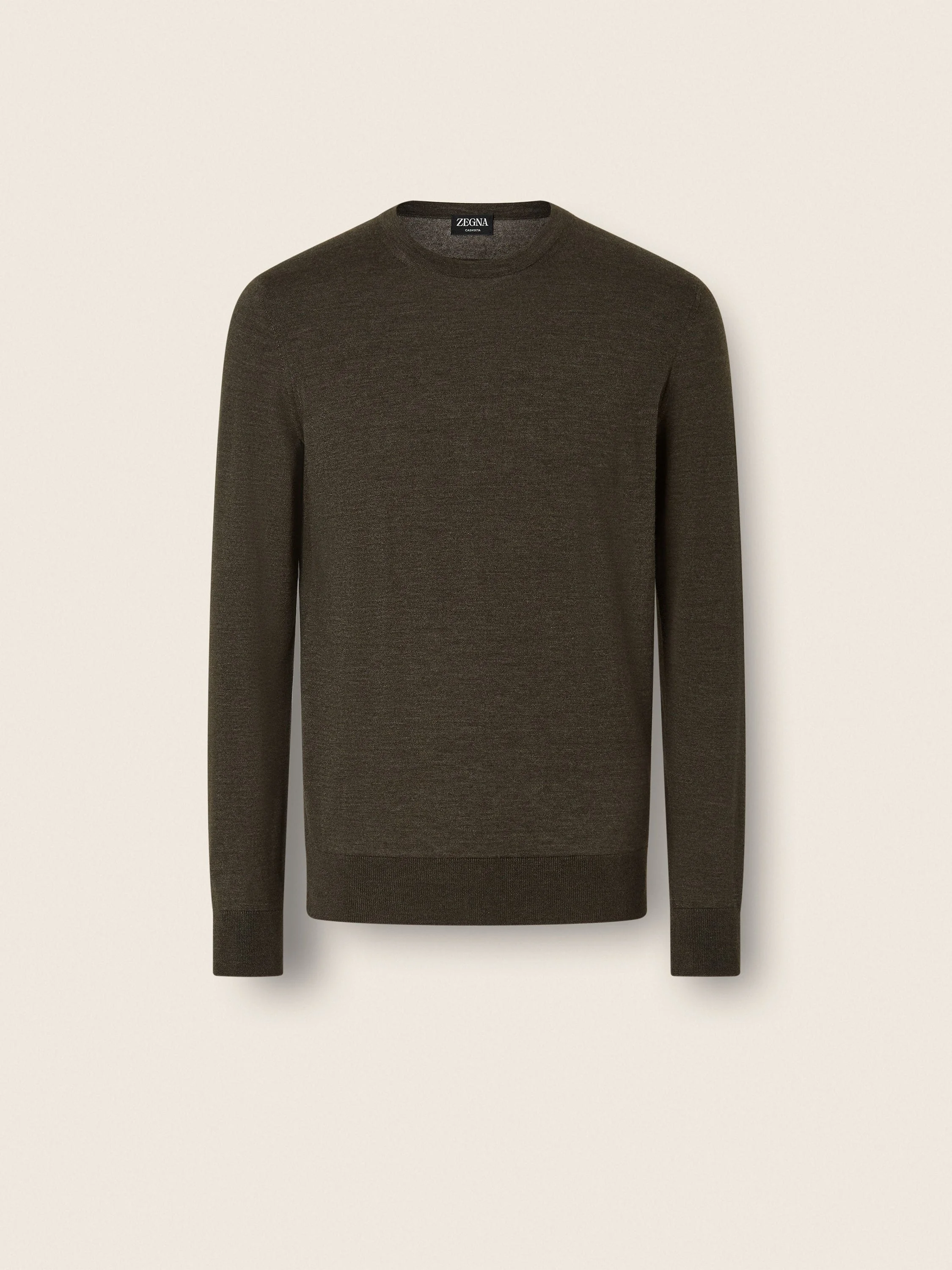 DARK OLIVE GREEN MÉLANGE CASHSETA CREWNECK - 1